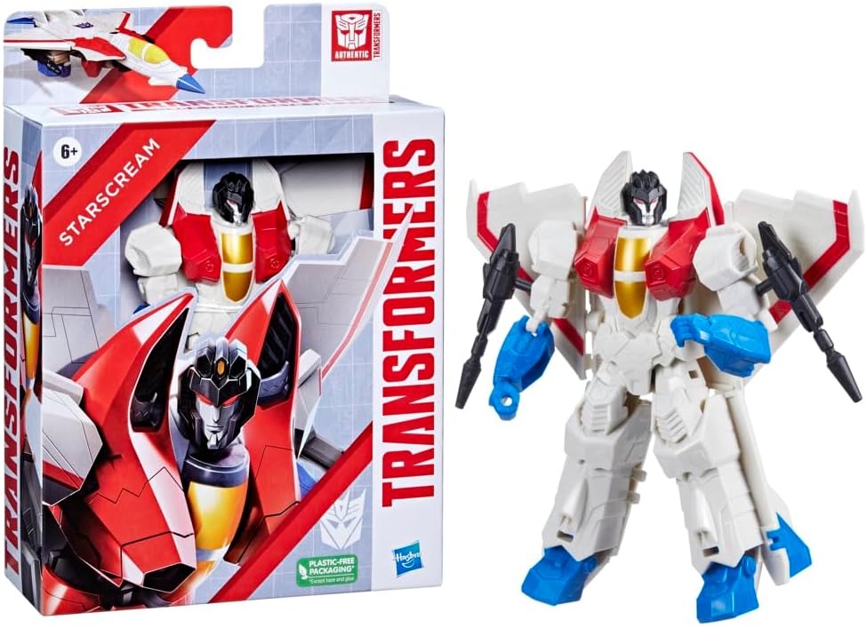 Transformers Generations Toys Authentics Starscream Action Figure (7”), Red