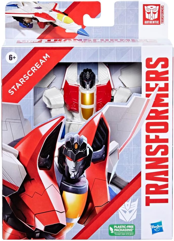 Transformers Generations Toys Authentics Starscream Action Figure (7”), Red
