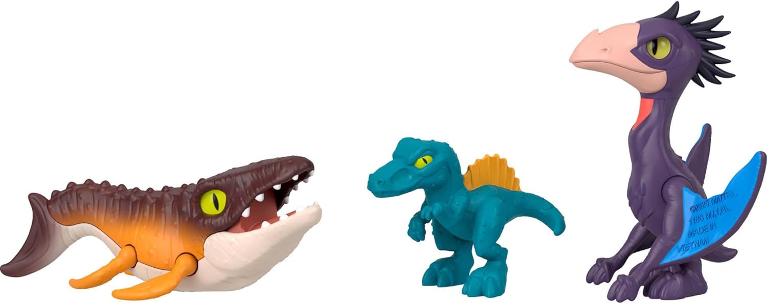 Fisher-Price Imaginext Jurassic World Rebirth Action Figure Set with 1 3-inch Human, 5 Dinosaurs, Toy Launcher & Accessories