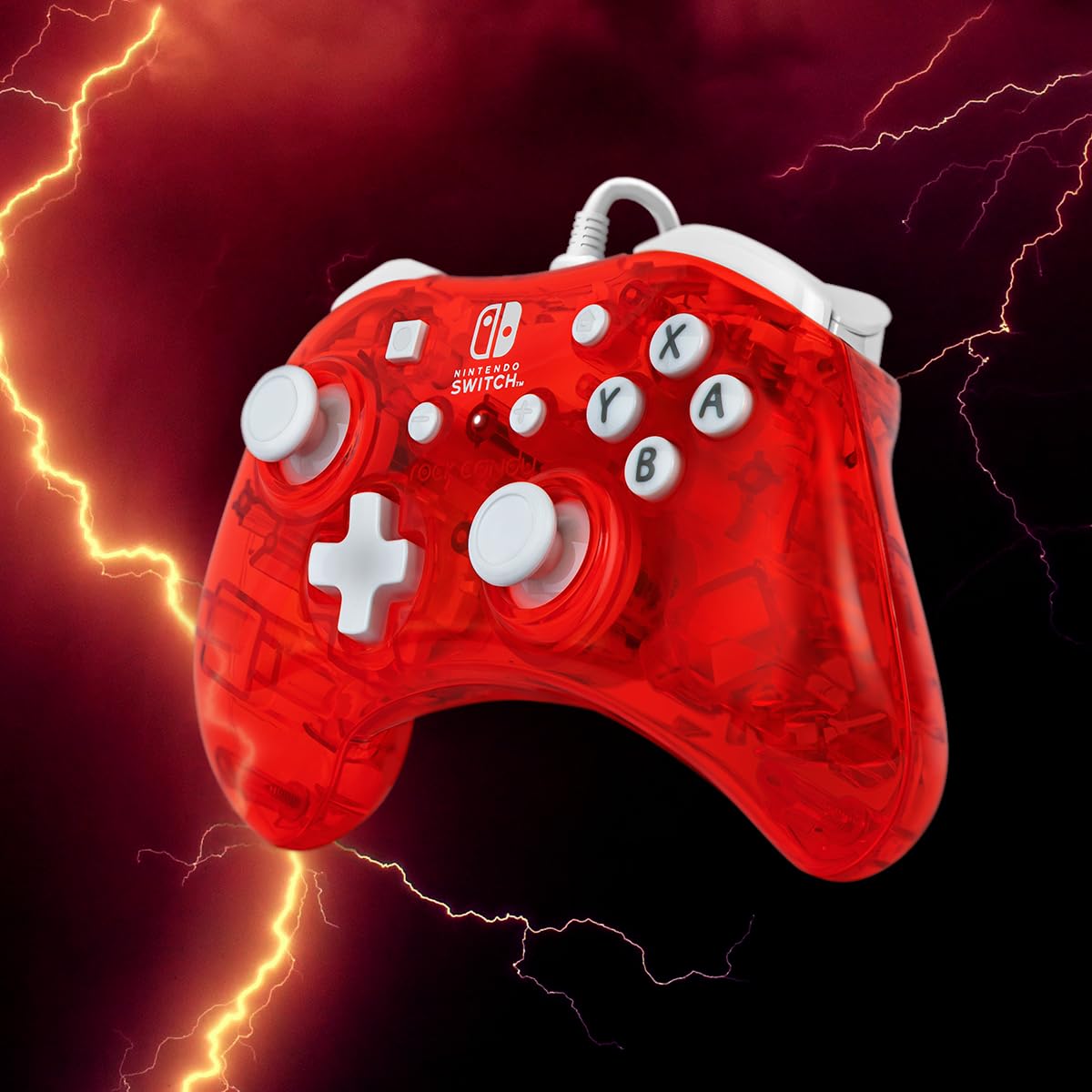 PDP Gaming Rock Candy Wired Power Nintendo Switch Pro Controller, Lite/OLED Compatible Gamepad, Stormin Cherry Red Fashions for Home