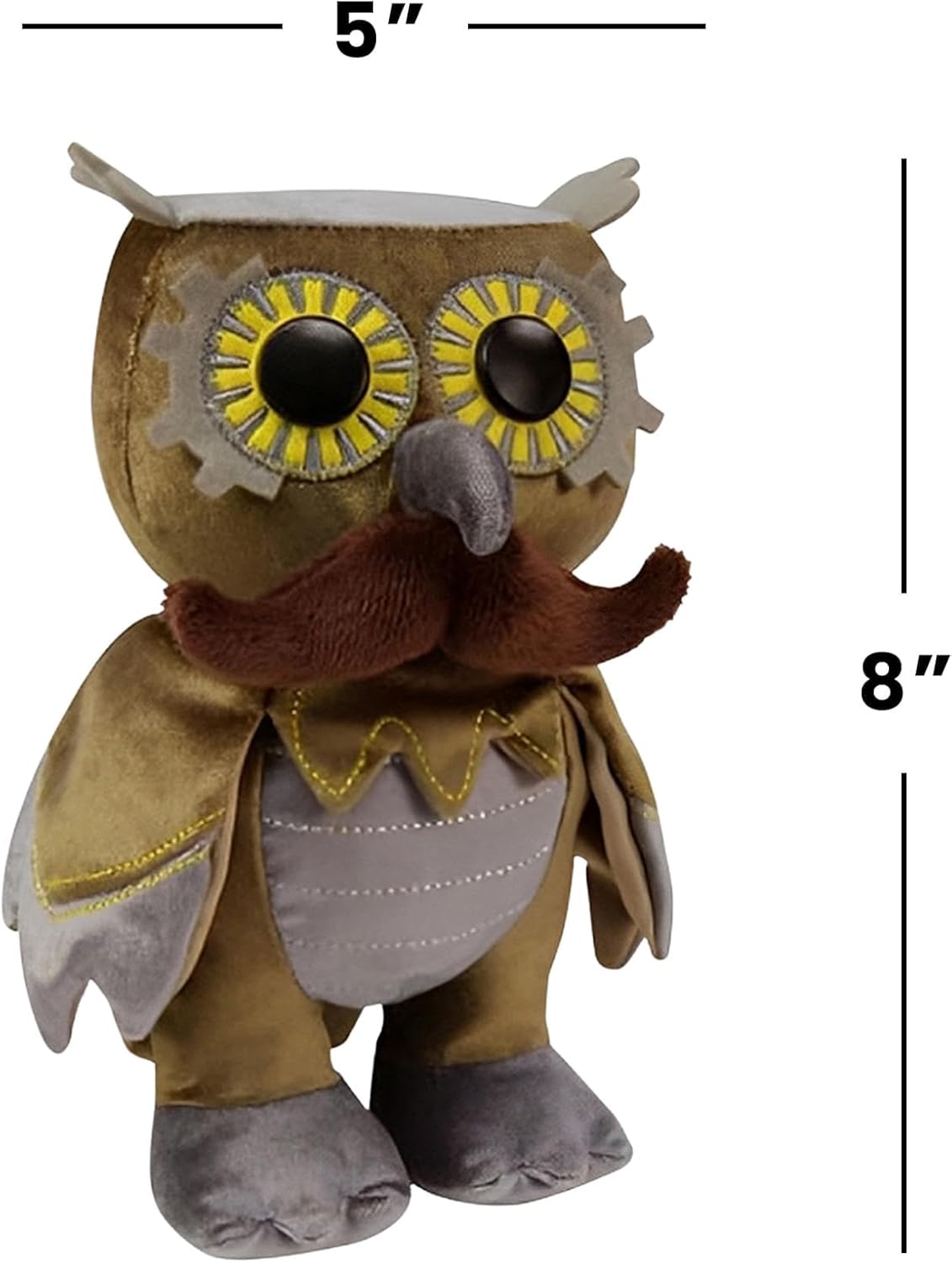 WhimWham Owl Mustache Steampunk 8-Inch Plush