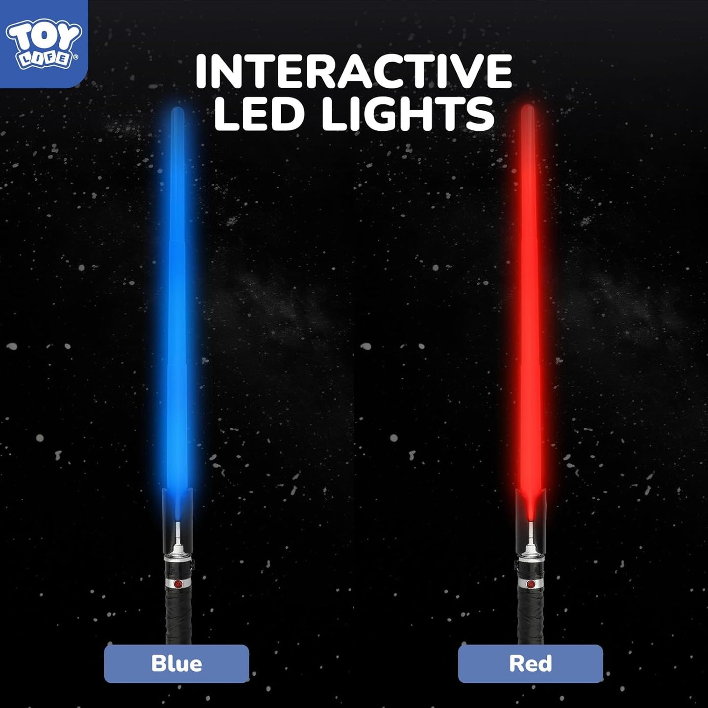 TOY Life 2 in 1 Light Up Saber Blue & Red 2 Pack for Kids, Expandable Light Up Sword for Kids Lightsaver, LED + FX Sound Lightsavers Dual, Light Up Toy, Dark Saber Galaxy Wars Saber