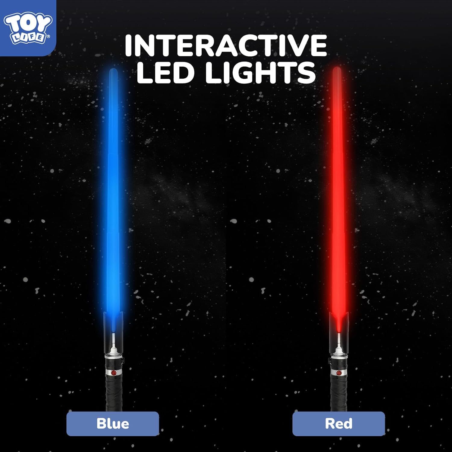 TOY Life 2 in 1 Light Up Saber Blue & Red 2 Pack for Kids, Expandable Light Up Sword for Kids Lightsaver, LED + FX Sound Lightsavers Dual, Light Up Toy, Dark Saber Galaxy Wars Saber