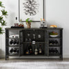 Industrial Wine Bar Cabinet, Liquor Storage Credenza, Sideboard with Wine Racks & Stemware Holder (Dark Grey, 55.12''w x 13.78''d x 30.31' ' h)
