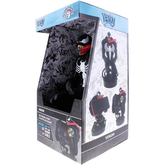 Exquisite Gaming: Marvel: Venom - Original Mobile Phone & Gaming Controller Holder, Device Stand, Cable Guys, Licensed Figure Fashions for Home