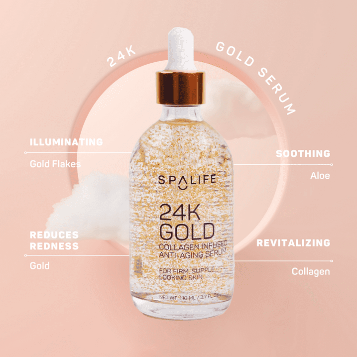SpaLife Nourishing Anti-Aging 24k Gold & Collagen Serum, 3.7 oz.