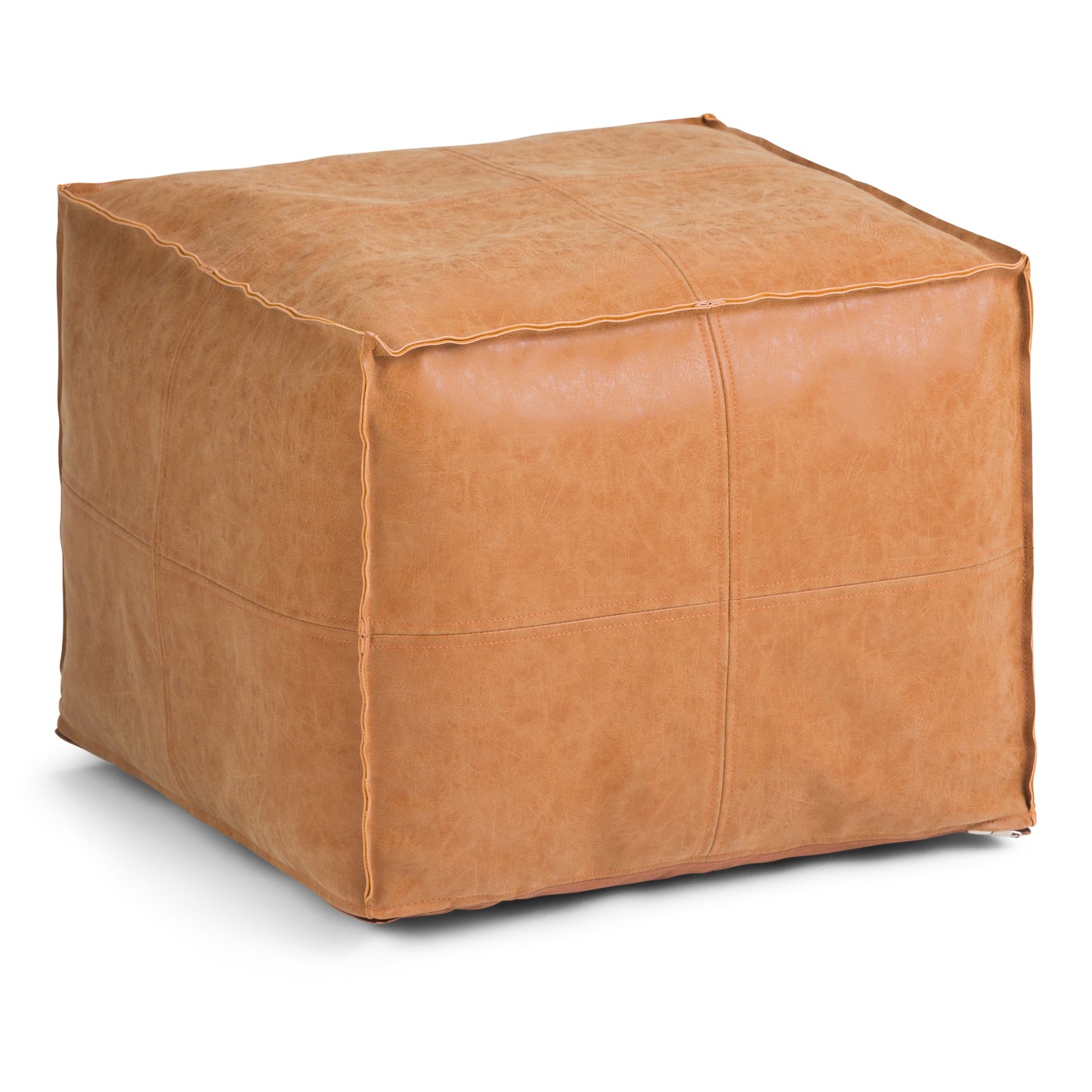 Brody - Square Pouf - Distressed Brown - Fashions for Home