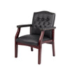Leather Reception Guest Chairs  W/Padded Seat and Arms Ergonomic Mid-Back Office Executive Side Chair for Meeting Waiting Room Conference Office Guest Chairs,Black