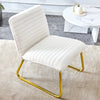 One White minimalist armless sofa chair with plush cushion and backrest paired with golden metal legs, suitable for offices, restaurants, kitchens, bedrooms