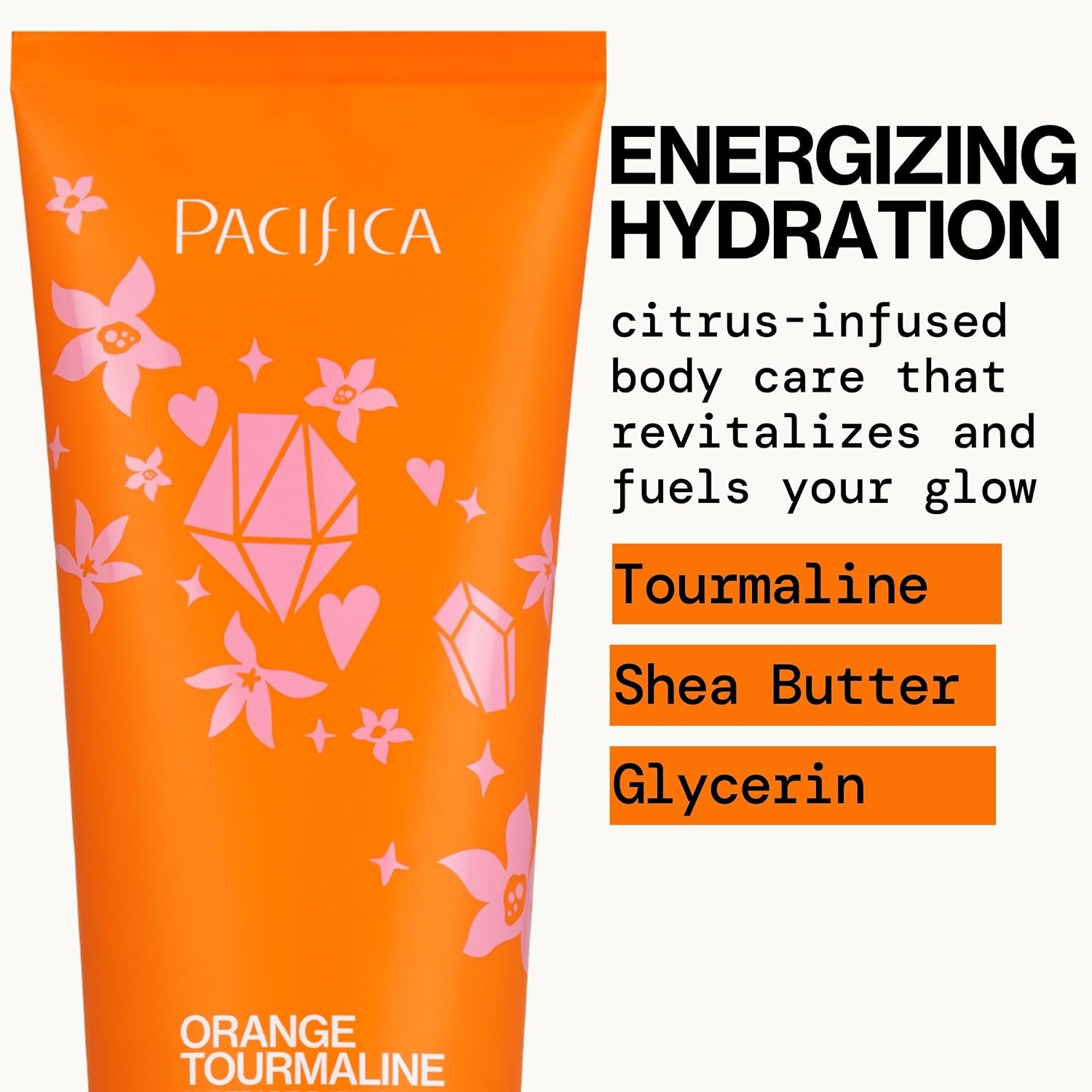 Pacifica Orange Tourmaline Body Butter – Super Hydrating Moisturizer for Dry Skin, Ultra-Rich Cream with Shea Butter & Vitamin E, Clean Beauty, Vegan, Cruelty-Free, Citrus Scent, 6 oz