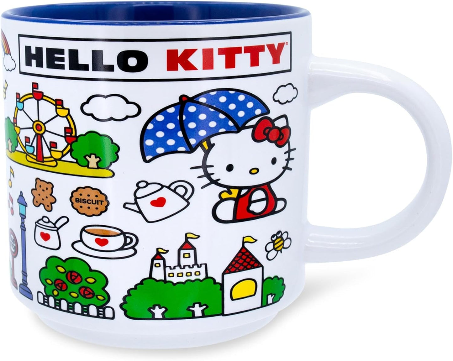 Sanrio Hello Kitty Red Map Ceramic Mug | Coffee Cup For Espresso, Tea, Cocoa | Holds 13 Ounces