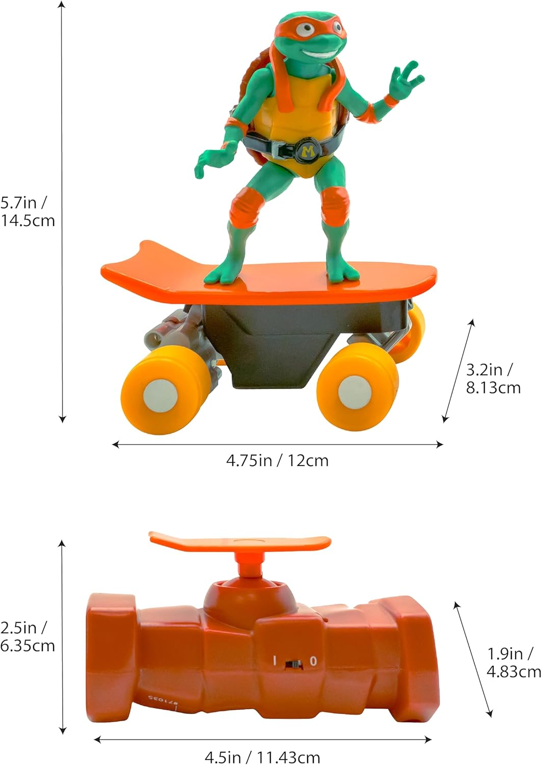Teenage Mutant Ninja Turtles Michelangelo Half Pipe RC Vehicle Movie Edition Ages 5+ - Skate + Performs Tricks - 2.4GHz RC Controller - Fashions for Home