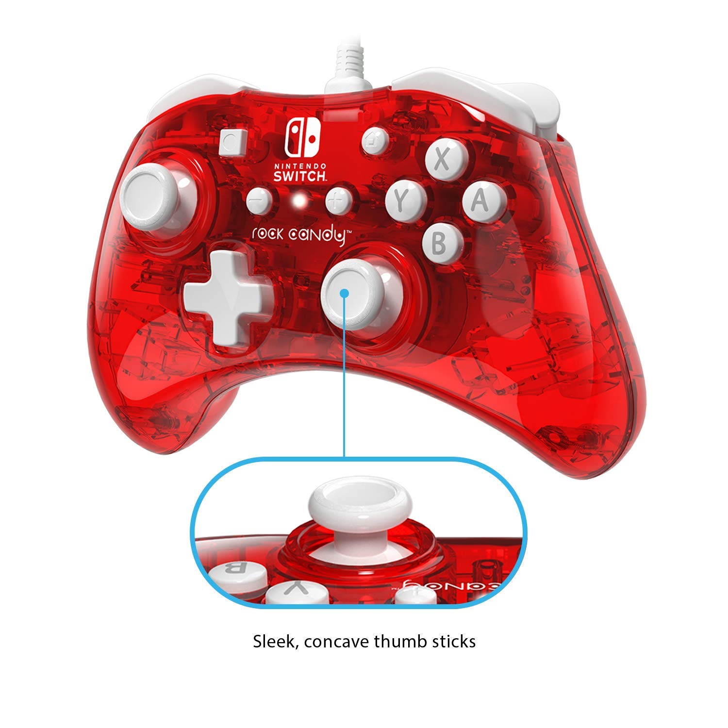 PDP Gaming Rock Candy Wired Power Nintendo Switch Pro Controller, Lite/OLED Compatible Gamepad, Stormin Cherry Red Fashions for Home