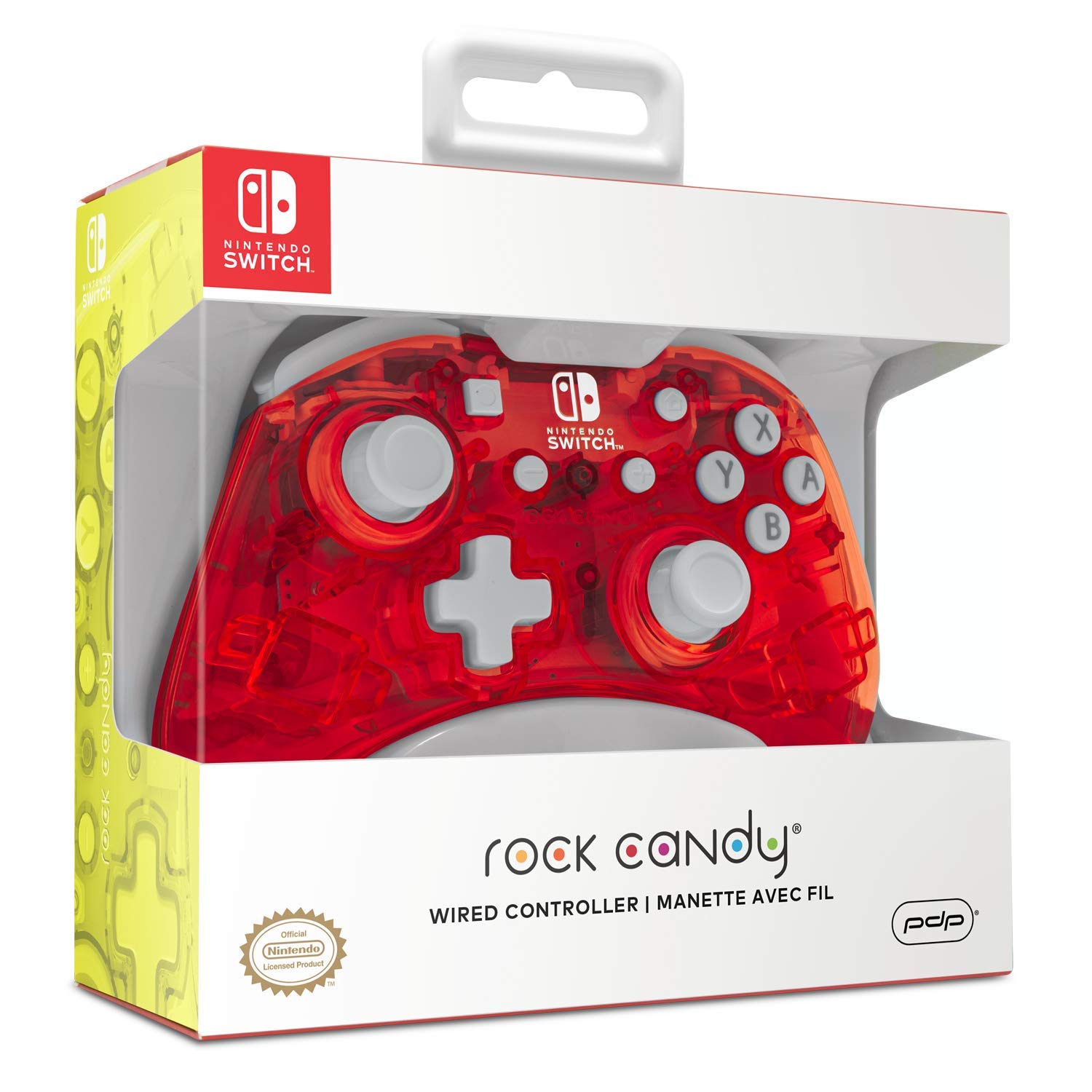 PDP Gaming Rock Candy Wired Power Nintendo Switch Pro Controller, Lite/OLED Compatible Gamepad, Stormin Cherry Red Fashions for Home