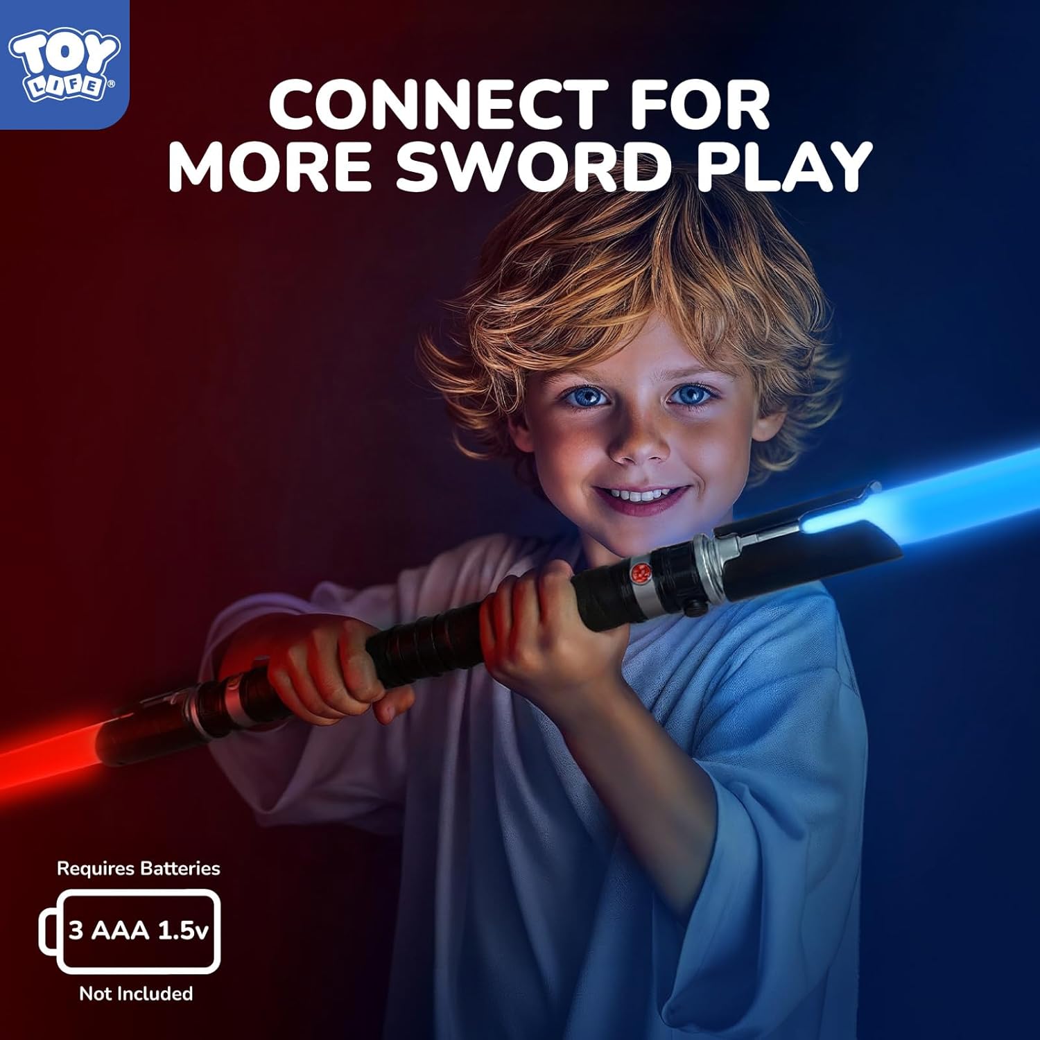 TOY Life 2 in 1 Light Up Saber Blue & Red 2 Pack for Kids, Expandable Light Up Sword for Kids Lightsaver, LED + FX Sound Lightsavers Dual, Light Up Toy, Dark Saber Galaxy Wars Saber