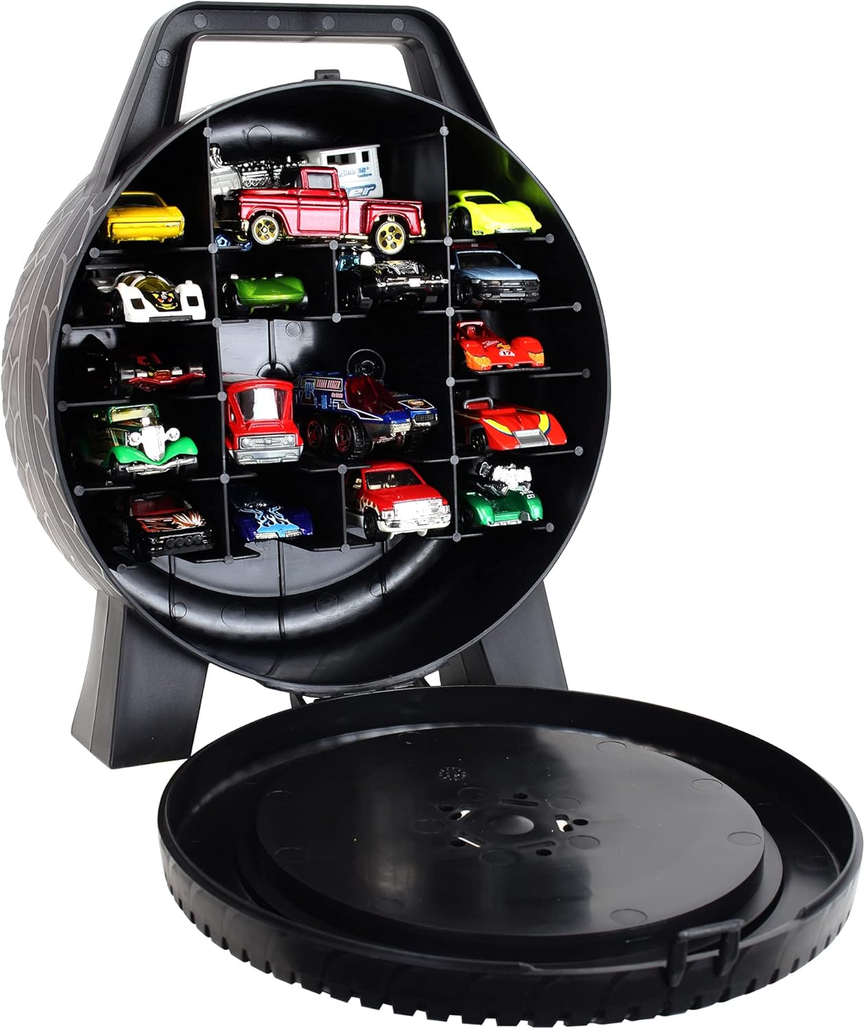 Hot Wheels 30-Car Storage Case – Organizer with Handle for 1:64 Die-Cast Cars, Portable Travel Carrying Case for Kids, Boys, and Collectors – Durable Toy Vehicle Holder