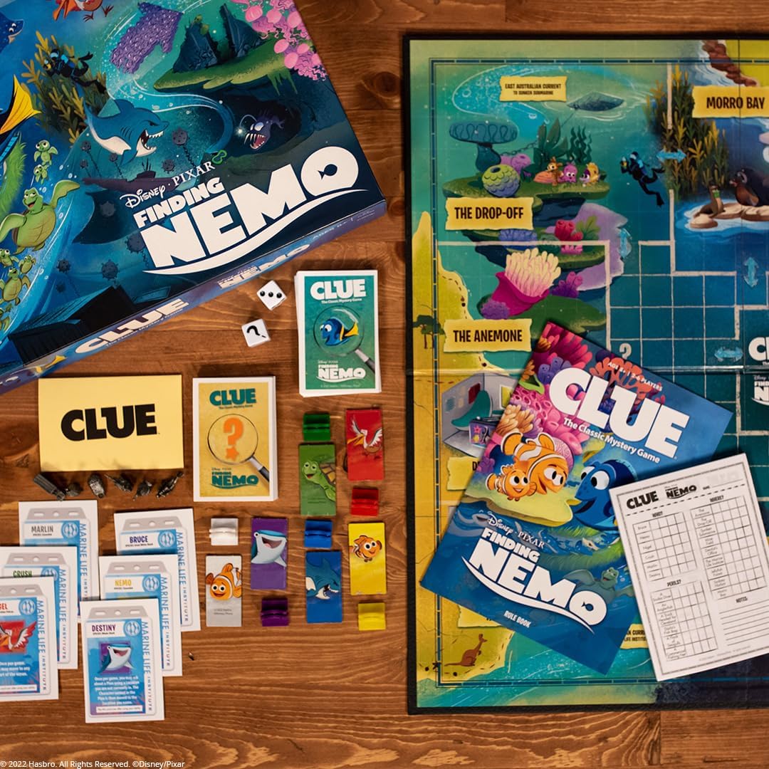 CLUE: Finding Nemo | Collectible Clue Game Based on Disney and Pixar’s Animated Films | Great for Family Game Night | Officially-Licensed Game with Familiar Locations and Iconic Characters