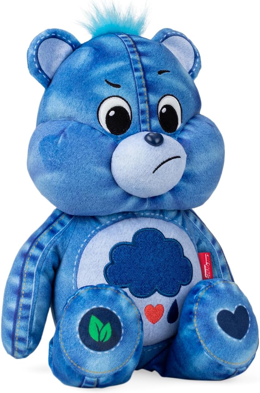 Care Bears 14" Medium Plush - Grumpy Bear - New Denim Design - Soft Huggable Eco-Friendly Material!