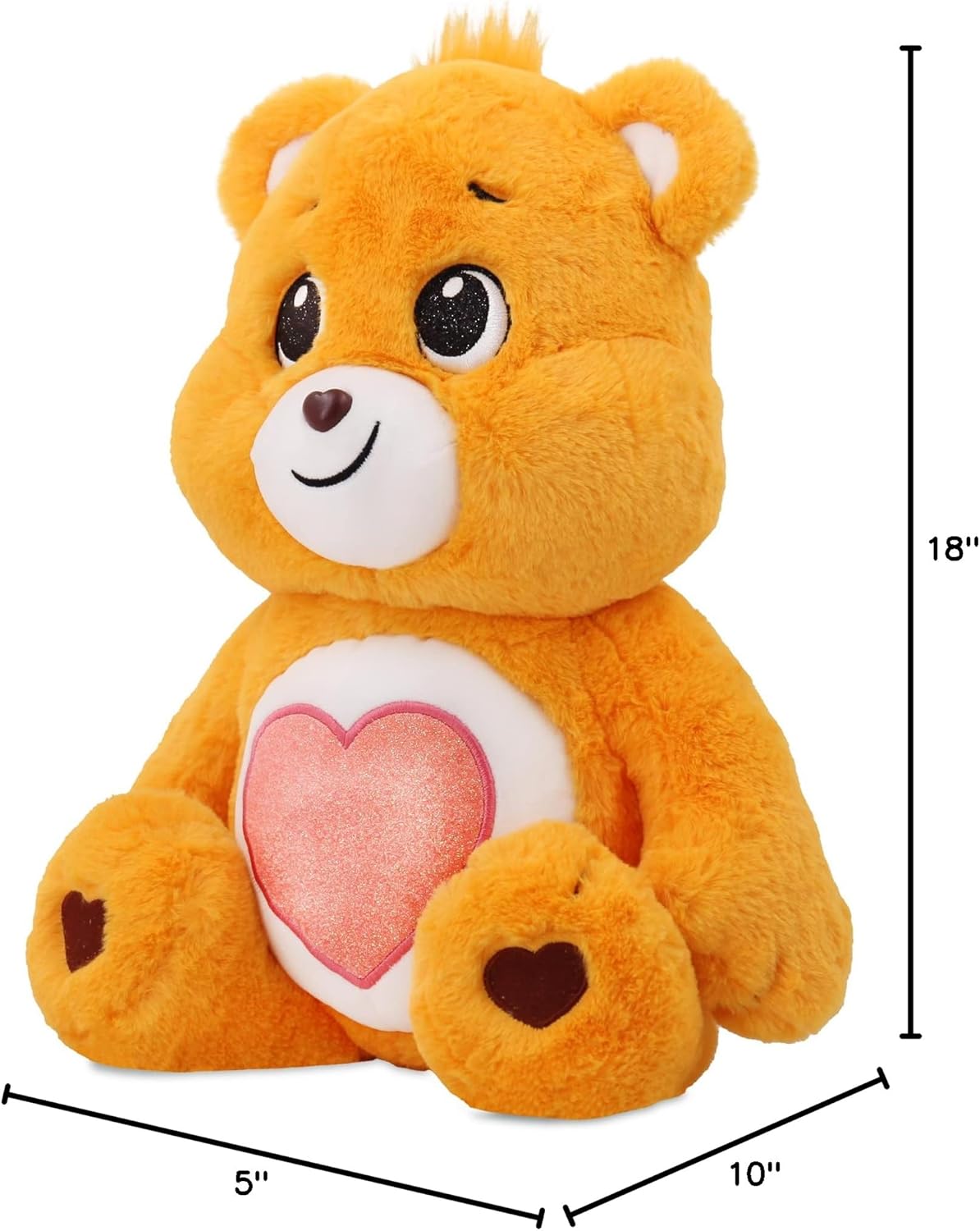 Care Bears 18" Plush - Tenderheart Bear with Glitter Belly Badge - Soft Huggable Material!