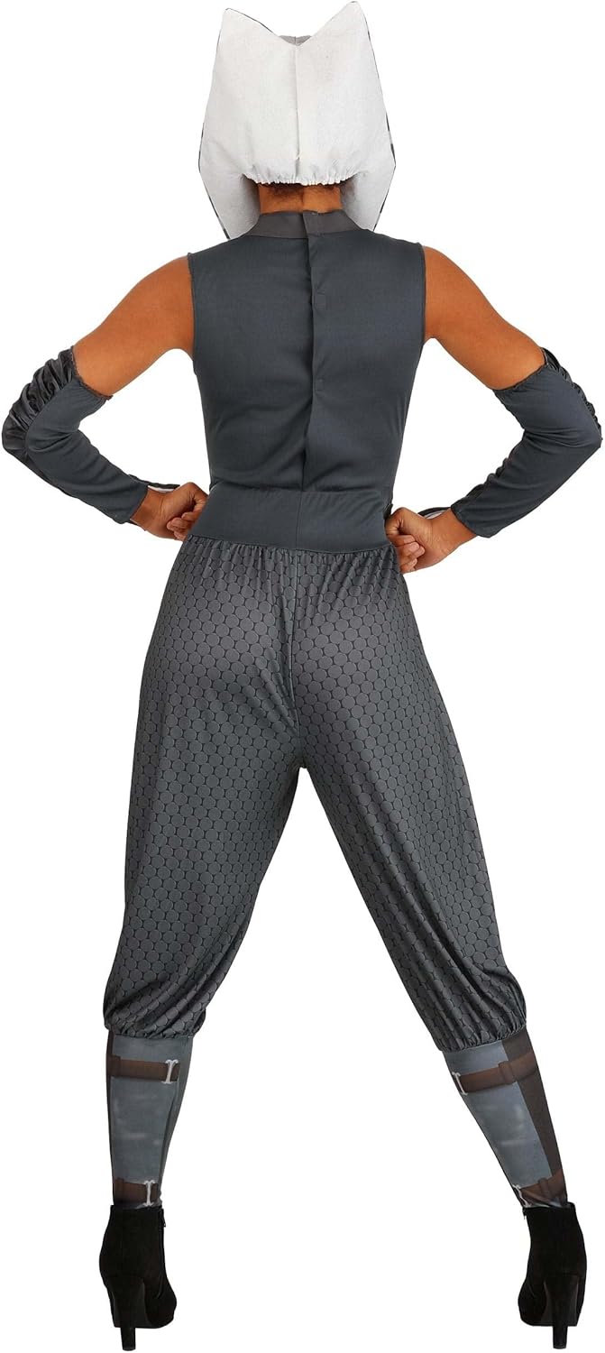 STAR WARS Ahsoka Tano Official Adult Halloween Costume - Jumpsuit with Waist Belt, Armbands, and Fabric Headpiece