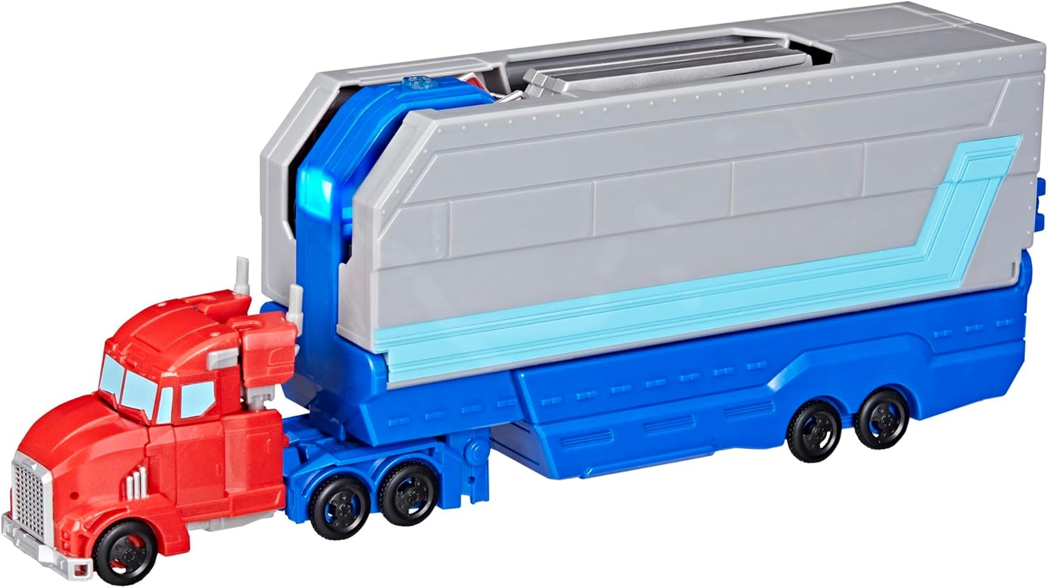 TRANSFORMERS EarthSpark Optimus Prime Battle Trailer Playset with Action Figure, Lights and Sounds, Electronic Truck Toys for Kids 6 and Up