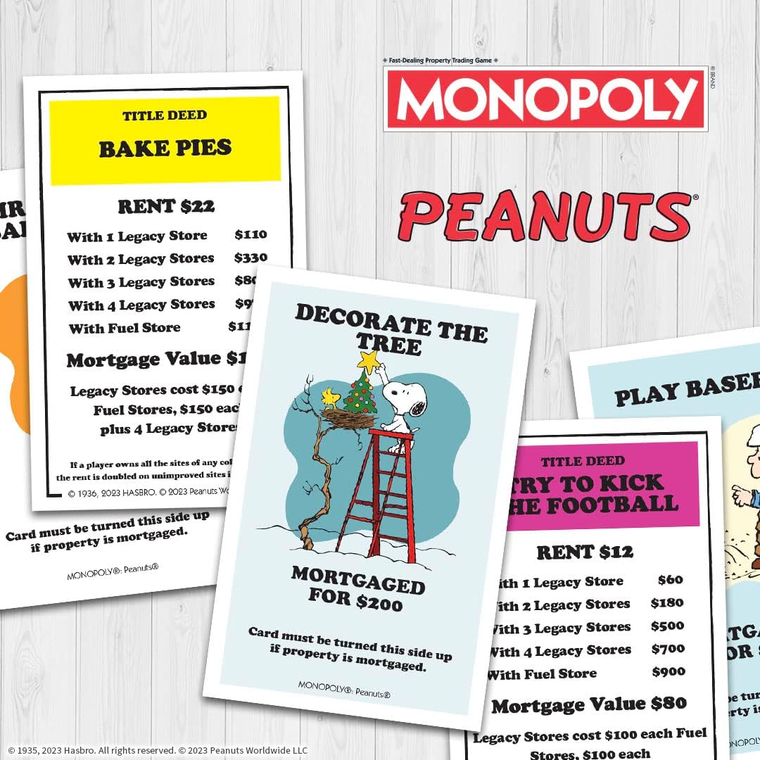 Monopoly Peanuts Board Game, Play as Snoopy on Sled, Baseball Cap, Kite Eating Tree & More, Officially Licensed and Collectible Monopoly Game Based On The Famous Comic Strip Peanuts