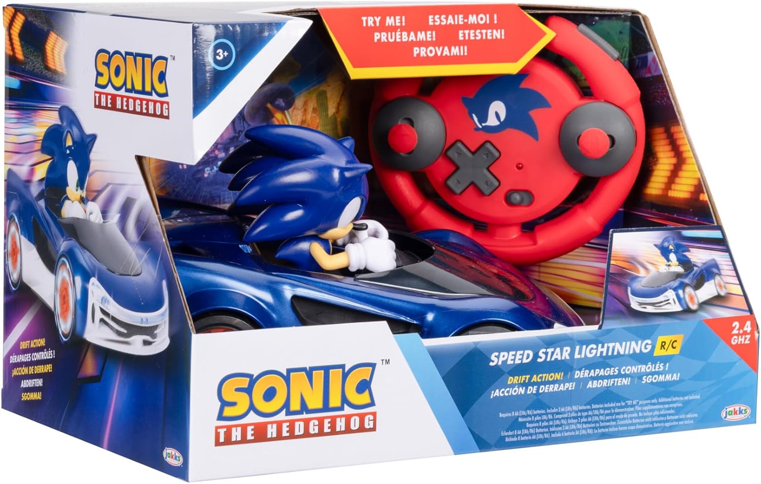 Sonic The Hedgehog - JAKKS Pacific - Sonic Drift RC Vehicle with Light Effects Fashions for Home