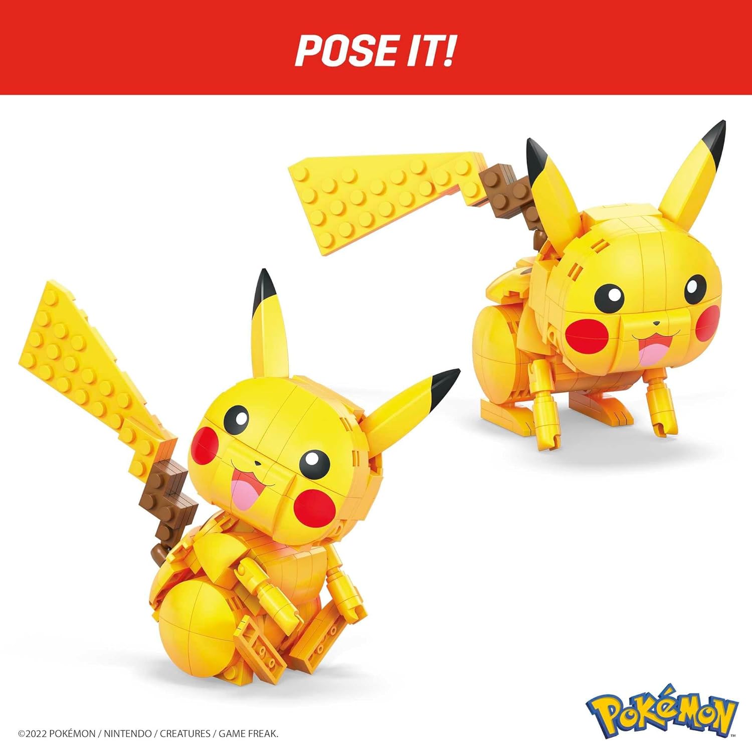 MEGA Pokémon Building Toys Set Build & Show Pikachu with 205 Pieces, Articulated and Poseable, 4 Inches Tall, for Kids