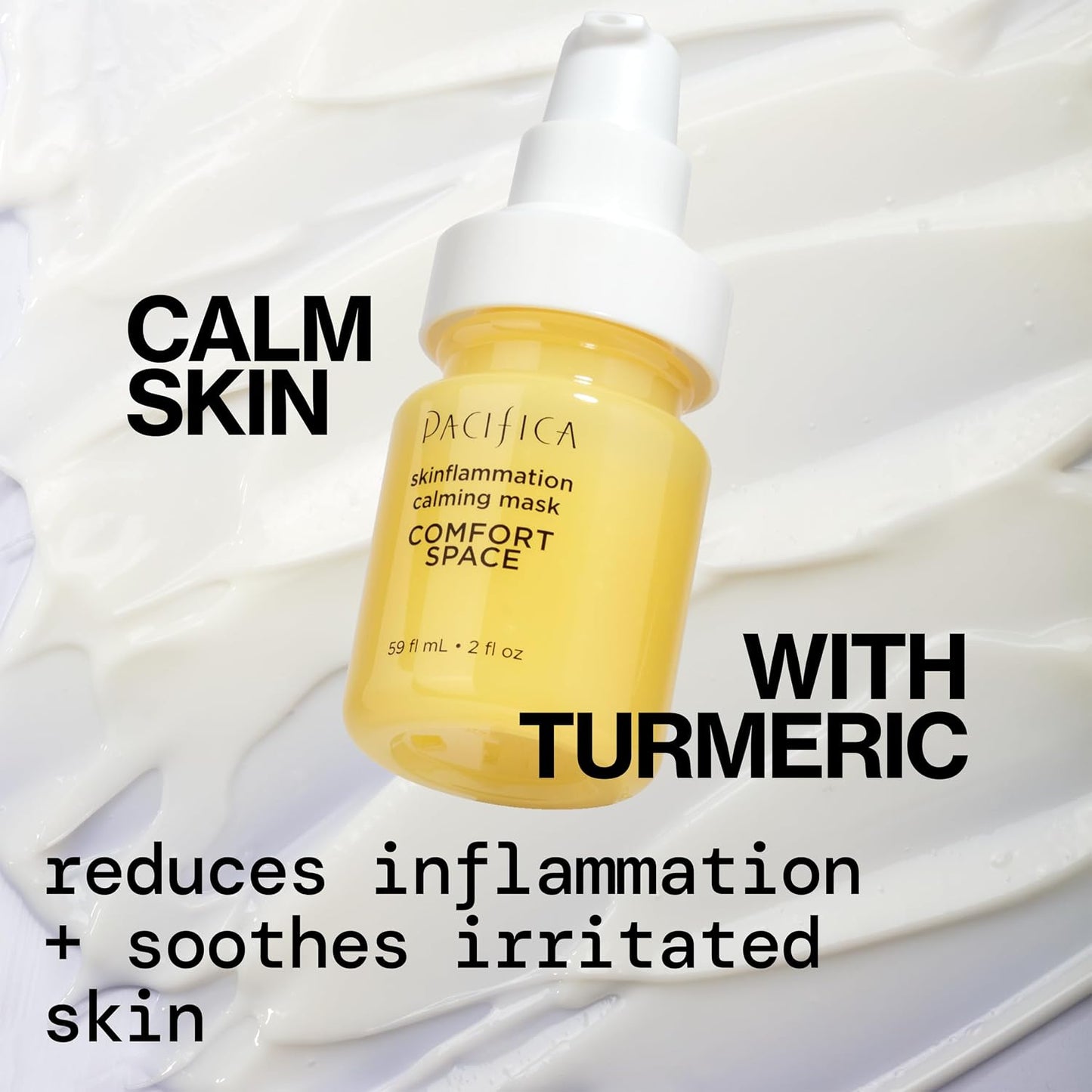 Pacifica Comfort Space Calming Face Mask for Sensitive Skin, Redness Relief Hydrating Facial Mask with Azelaic Acid & Turmeric, Soothes Irritation & Dryness, Vegan Skincare, 2 Fl Oz