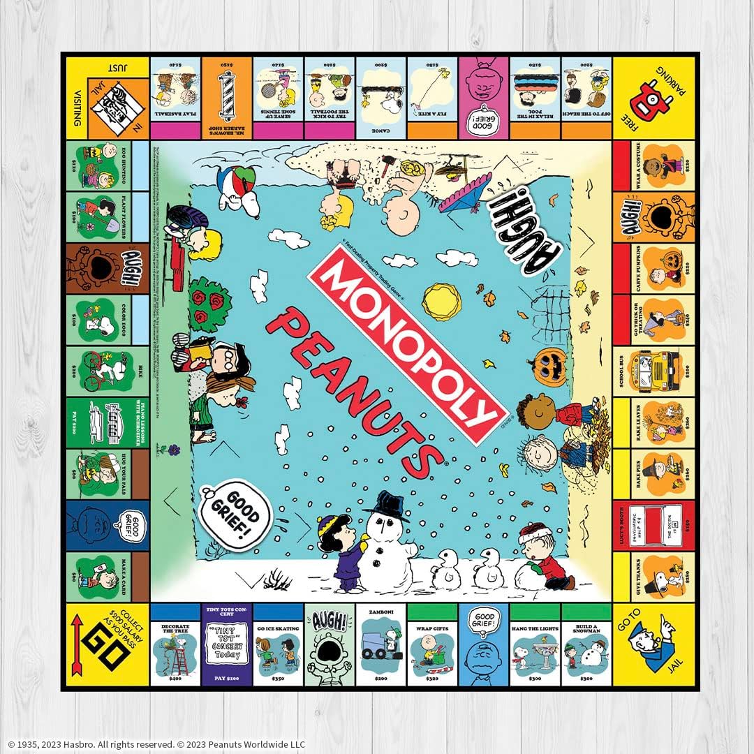Monopoly Peanuts Board Game, Play as Snoopy on Sled, Baseball Cap, Kite Eating Tree & More, Officially Licensed and Collectible Monopoly Game Based On The Famous Comic Strip Peanuts