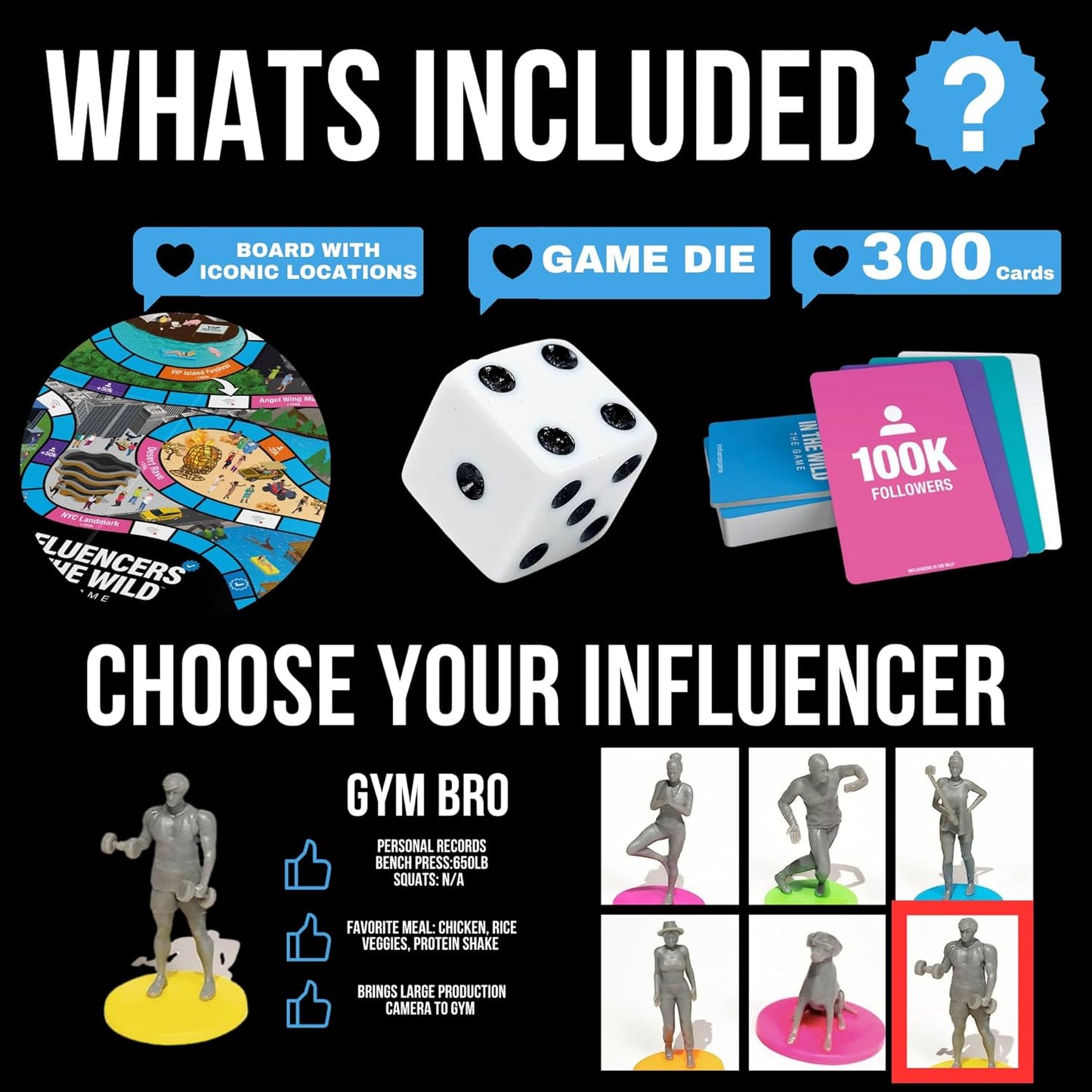 Influencers in the Wild Board Game - 2-6 Players - Built by Tank Sinatra & Tank's Good News - Social Media Board Games for Adults, Social Media Merchandise Card Games for Adults