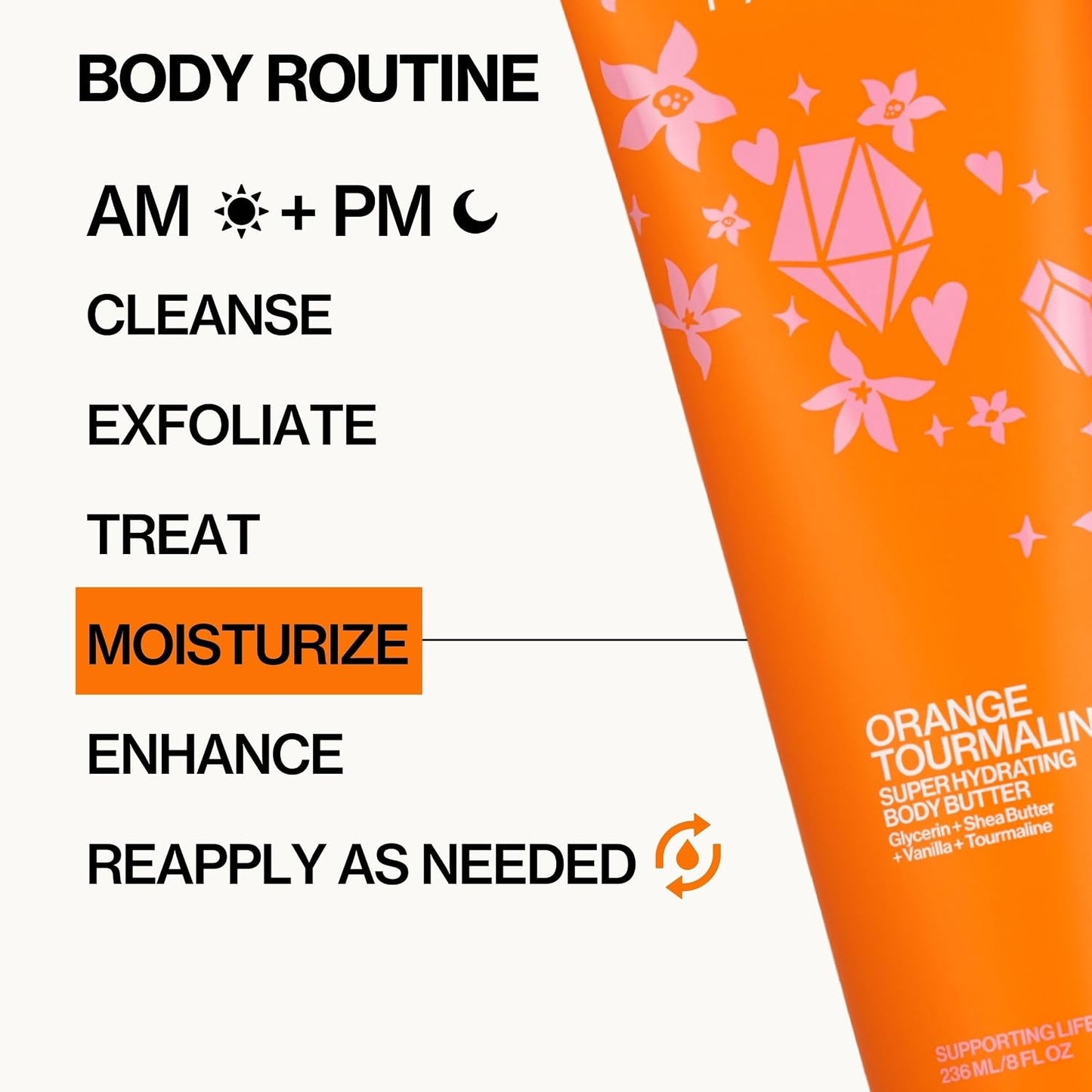 Pacifica Orange Tourmaline Body Butter – Super Hydrating Moisturizer for Dry Skin, Ultra-Rich Cream with Shea Butter & Vitamin E, Clean Beauty, Vegan, Cruelty-Free, Citrus Scent, 6 oz