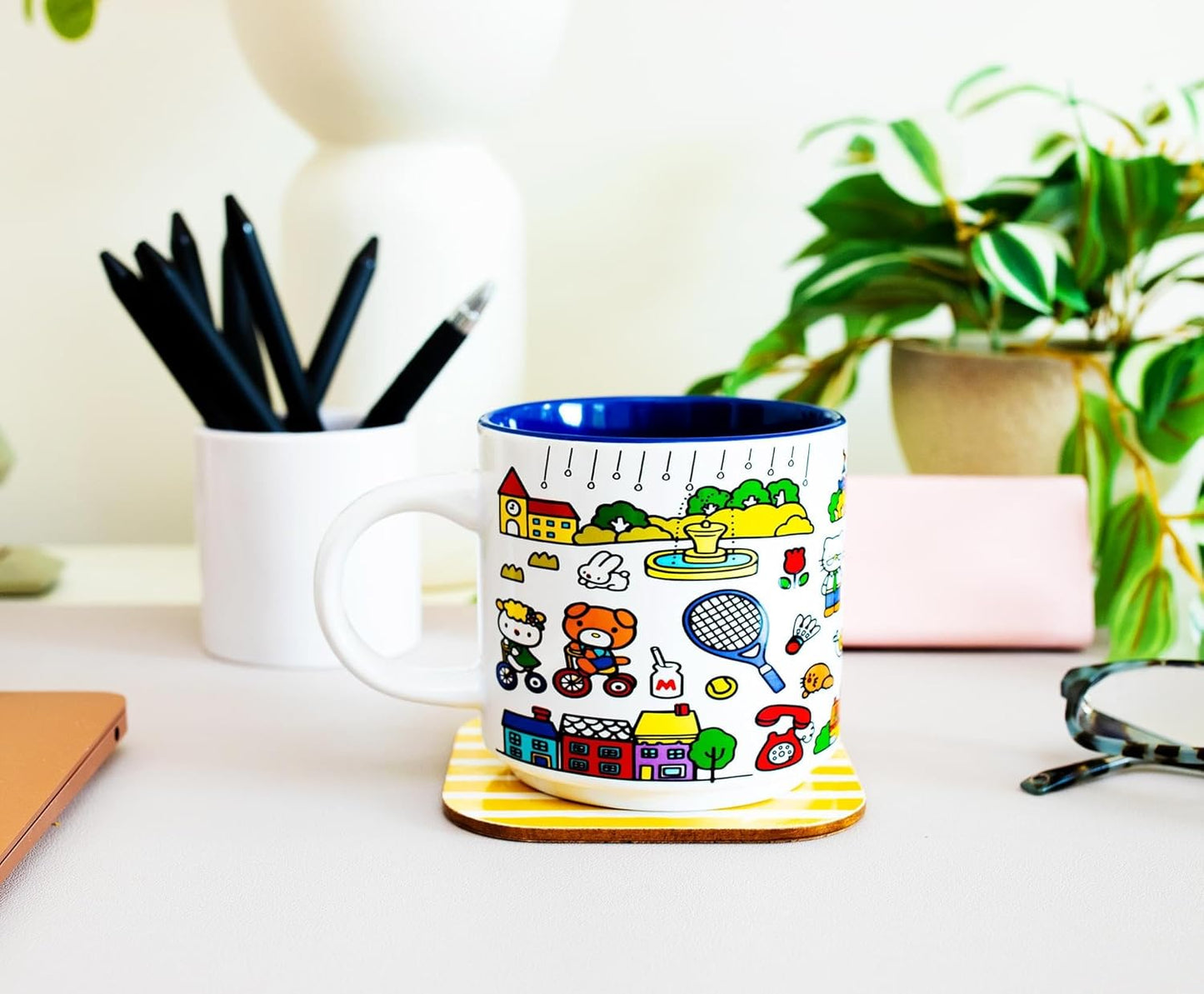 Sanrio Hello Kitty Red Map Ceramic Mug | Coffee Cup For Espresso, Tea, Cocoa | Holds 13 Ounces