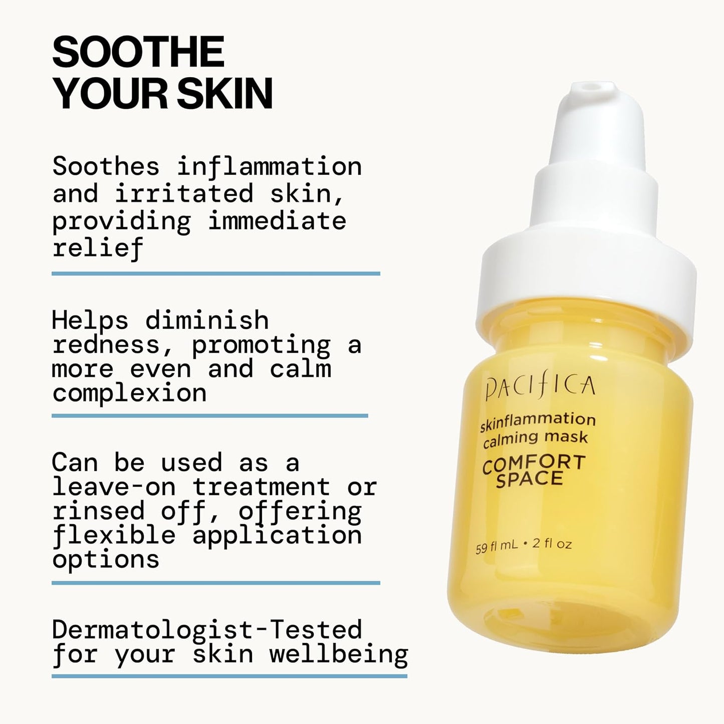 Pacifica Comfort Space Calming Face Mask for Sensitive Skin, Redness Relief Hydrating Facial Mask with Azelaic Acid & Turmeric, Soothes Irritation & Dryness, Vegan Skincare, 2 Fl Oz