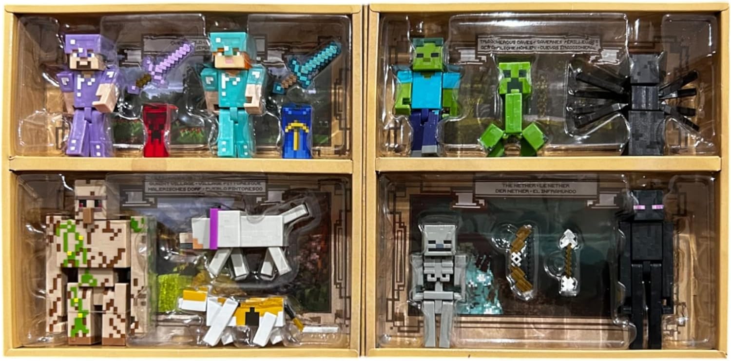 Mattel Minecraft Survival Manual Figure Set – 10 Collectible Figures & 6 Accessories – Official Toy for Kids Ages 6+