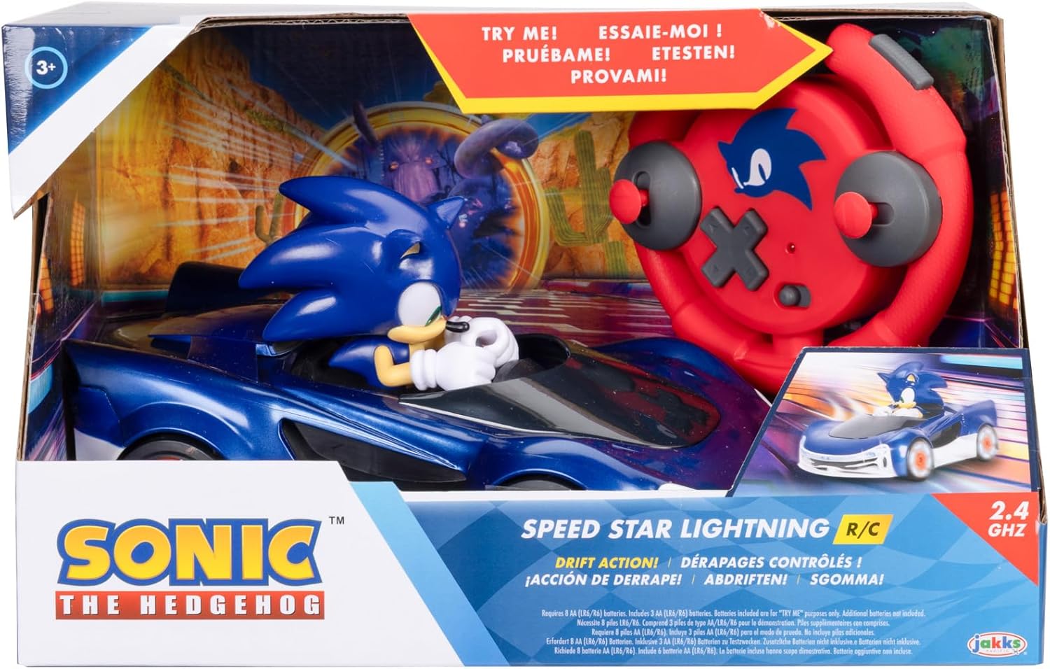 Sonic The Hedgehog - JAKKS Pacific - Sonic Drift RC Vehicle with Light Effects Fashions for Home