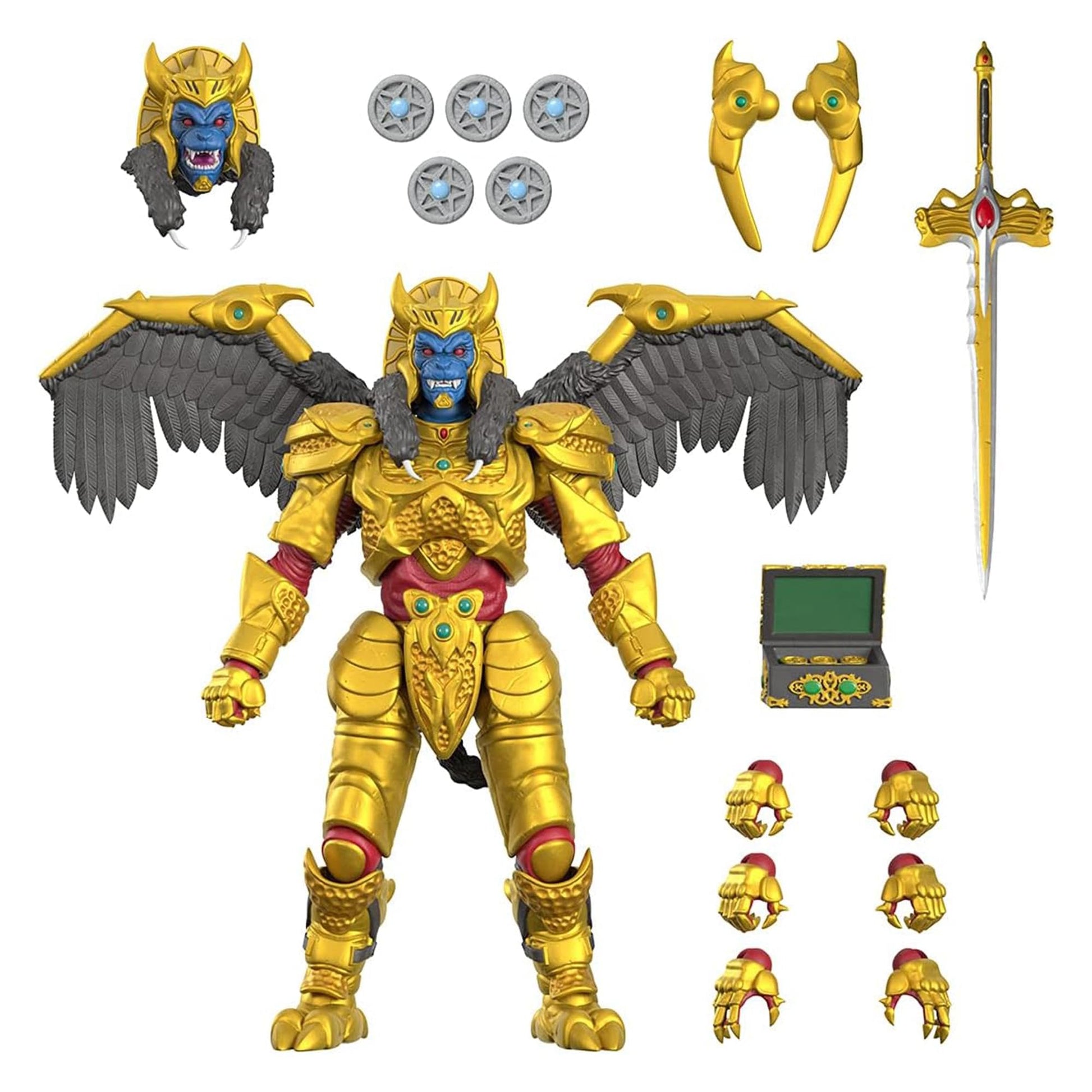 Super7 ULTIMATES! Mighty Morphin Power Rangers Lord Zedd (Imperial Gold Glow) - 7" Power Rangers Action Figure with Accessories