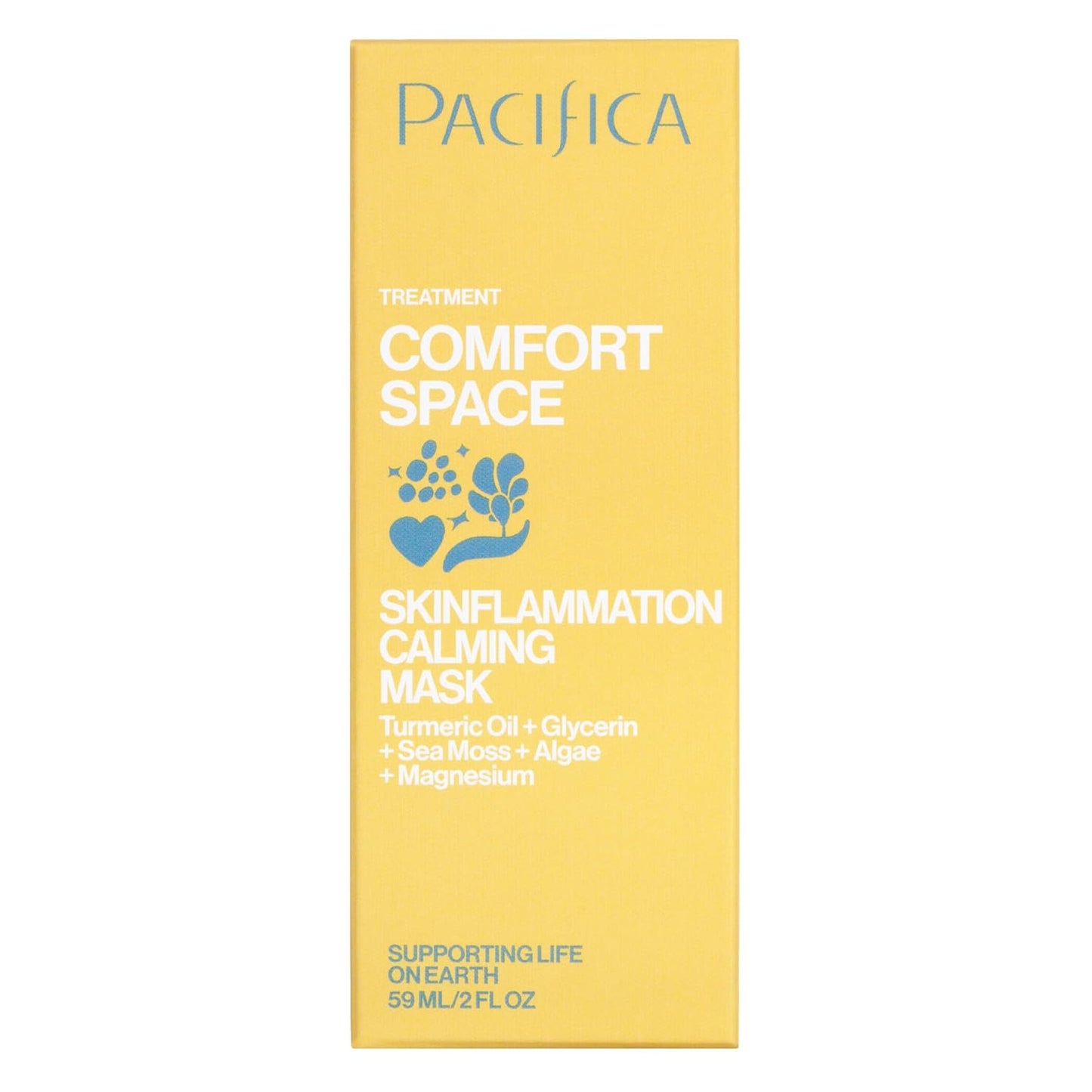 Pacifica Comfort Space Calming Face Mask for Sensitive Skin, Redness Relief Hydrating Facial Mask with Azelaic Acid & Turmeric, Soothes Irritation & Dryness, Vegan Skincare, 2 Fl Oz