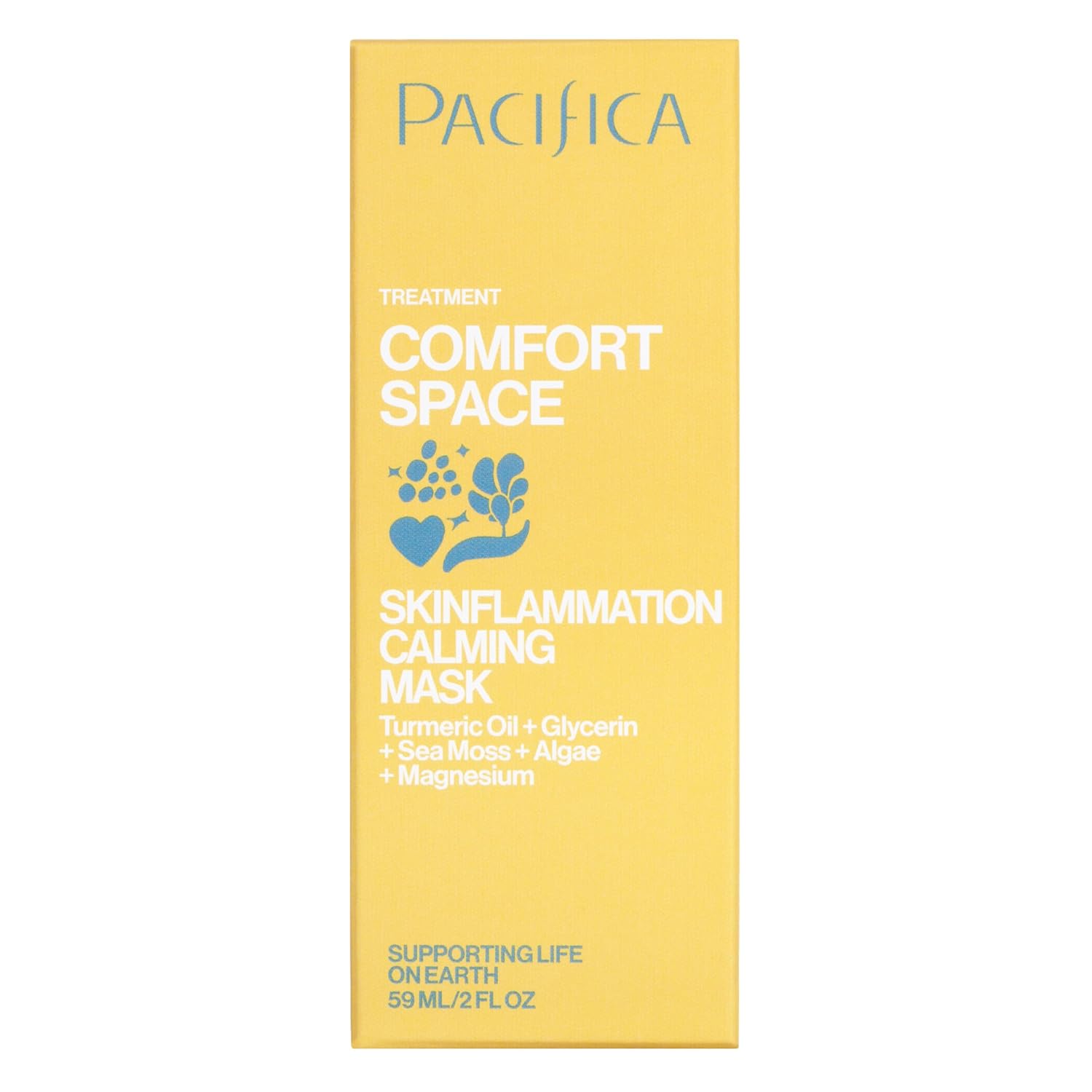 Pacifica Comfort Space Calming Face Mask for Sensitive Skin, Redness Relief Hydrating Facial Mask with Azelaic Acid & Turmeric, Soothes Irritation & Dryness, Vegan Skincare, 2 Fl Oz