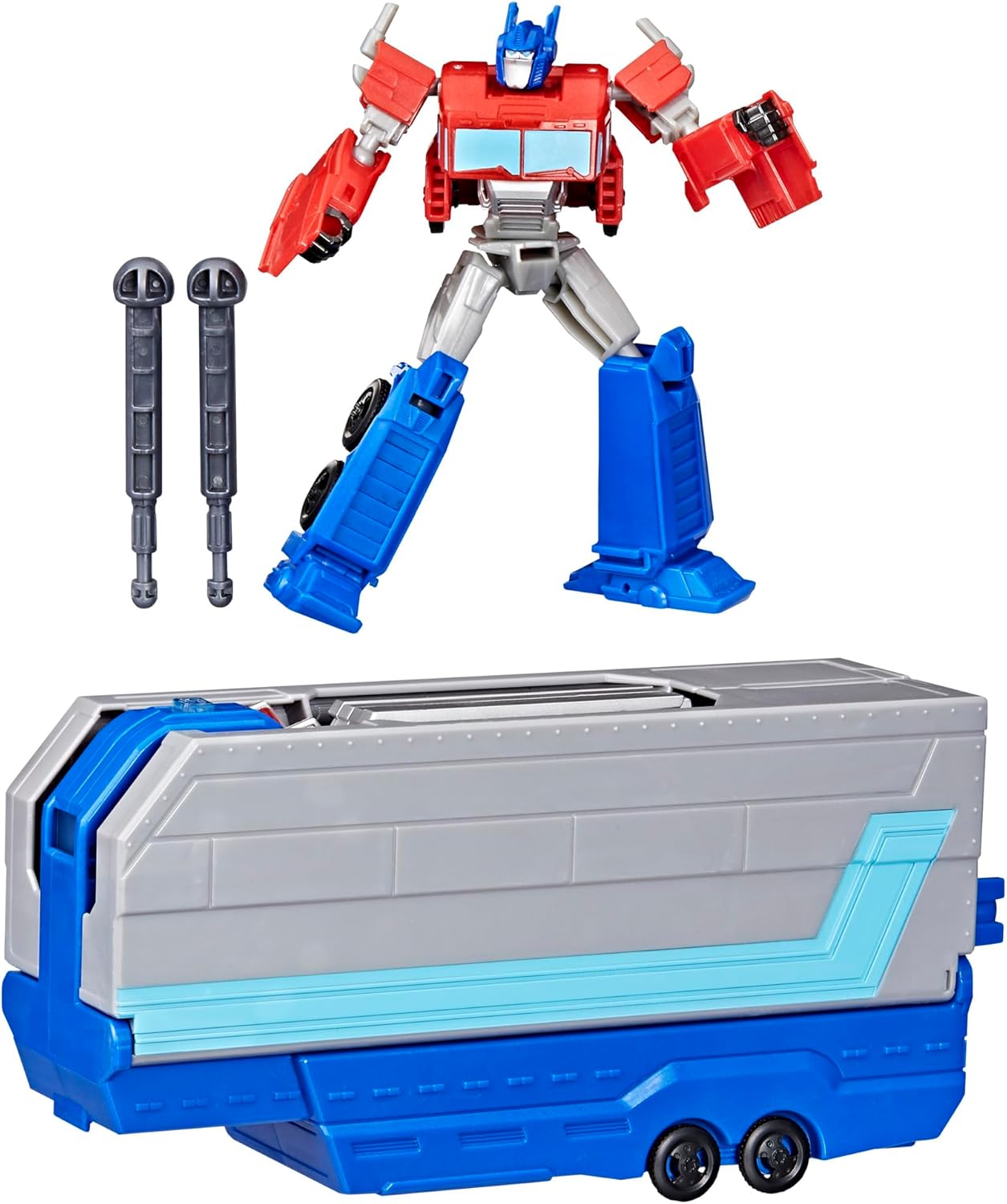 TRANSFORMERS EarthSpark Optimus Prime Battle Trailer Playset with Action Figure, Lights and Sounds, Electronic Truck Toys for Kids 6 and Up