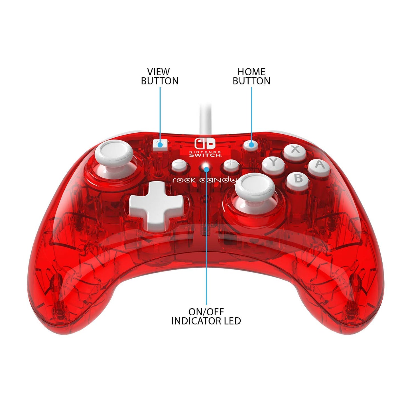 PDP Gaming Rock Candy Wired Power Nintendo Switch Pro Controller, Lite/OLED Compatible Gamepad, Stormin Cherry Red Fashions for Home
