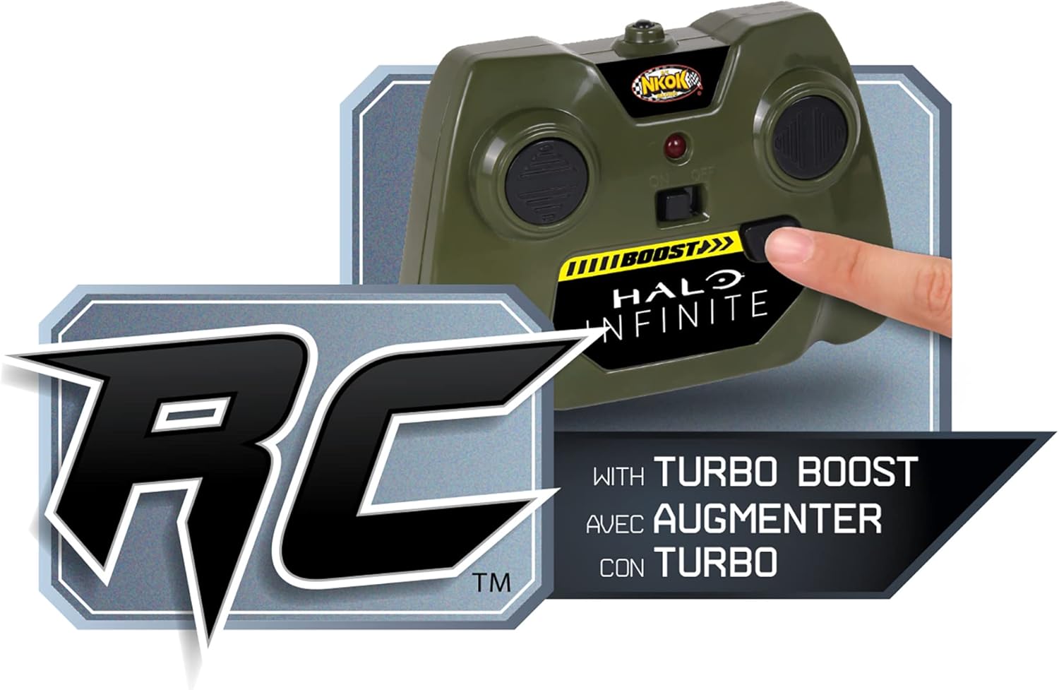 NKOK Halo Infinite: Gungoose & Master Chief 2.4 GHz Radio Control - W/Turbo Boost, Gungoose Vehicle W/Master Chief (762), Working Lights, Battery Powered, Officially Licensed, Ages 6+