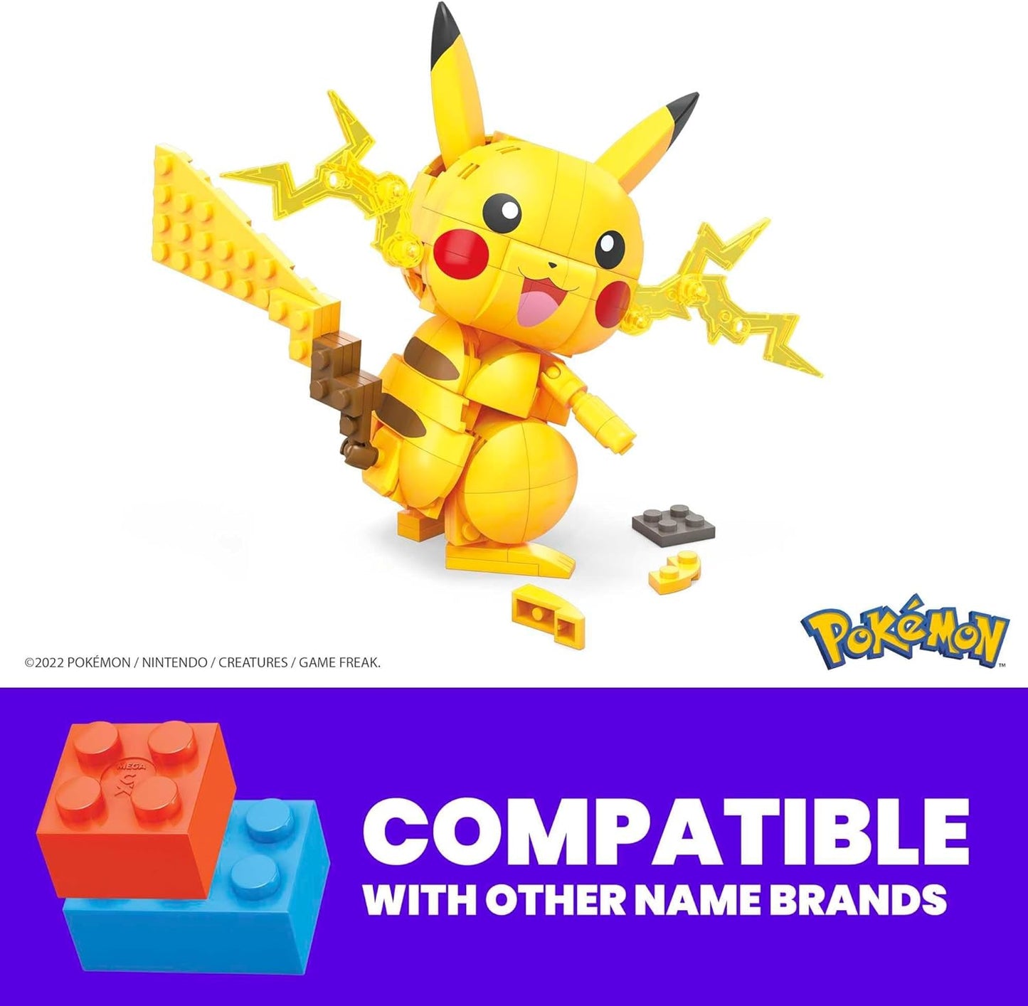 MEGA Pokémon Building Toys Set Build & Show Pikachu with 205 Pieces, Articulated and Poseable, 4 Inches Tall, for Kids