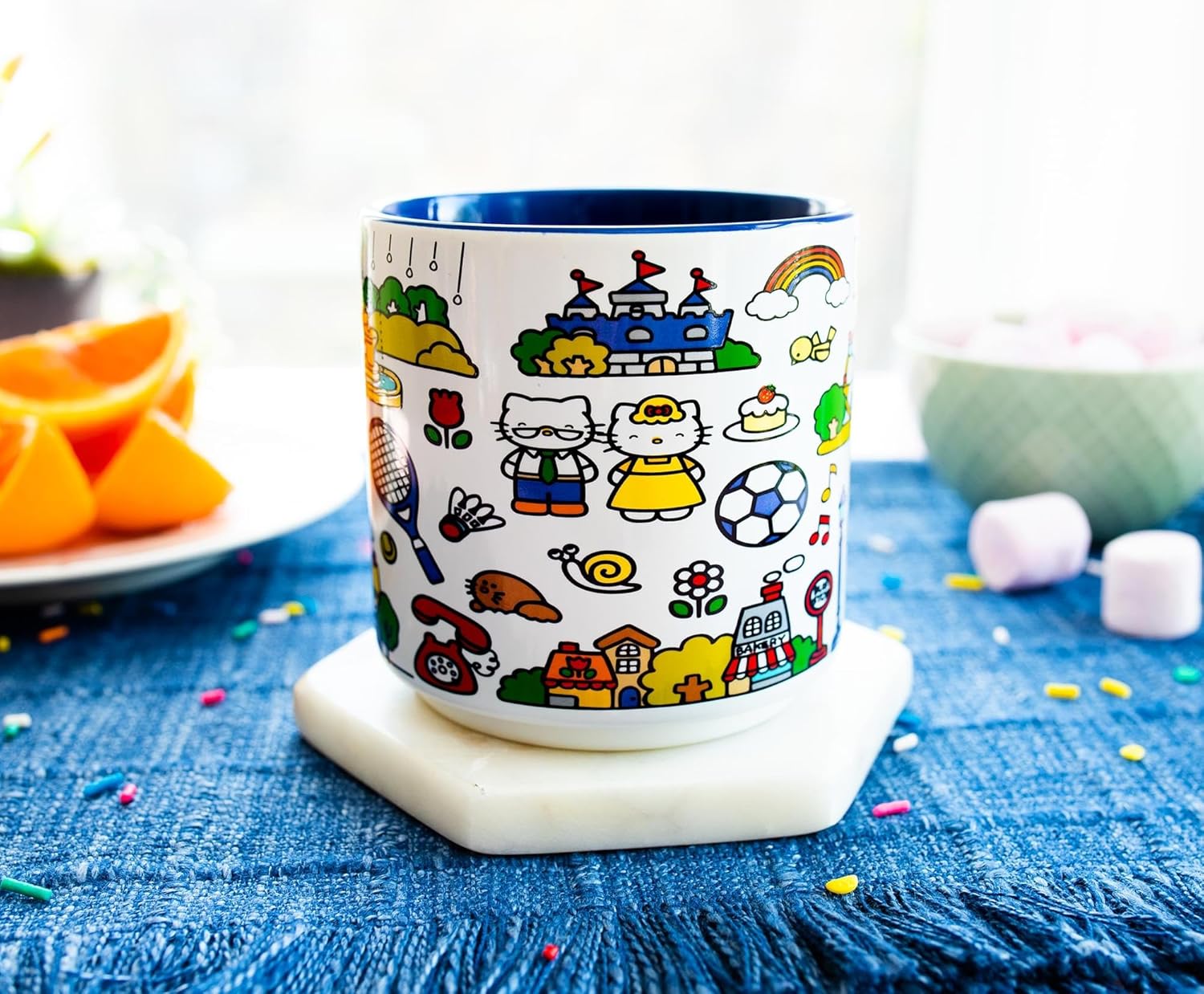 Sanrio Hello Kitty Red Map Ceramic Mug | Coffee Cup For Espresso, Tea, Cocoa | Holds 13 Ounces