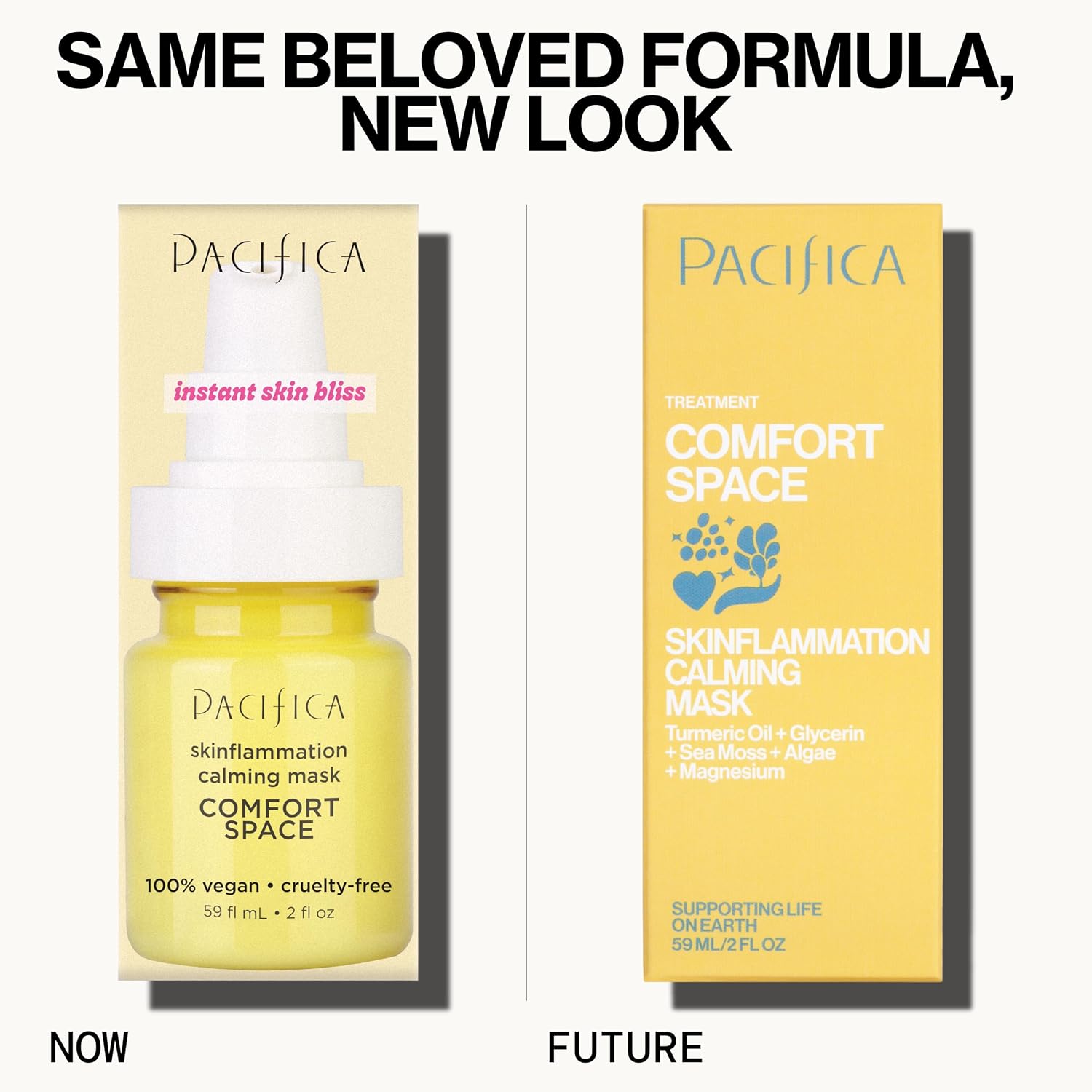 Pacifica Comfort Space Calming Face Mask for Sensitive Skin, Redness Relief Hydrating Facial Mask with Azelaic Acid & Turmeric, Soothes Irritation & Dryness, Vegan Skincare, 2 Fl Oz