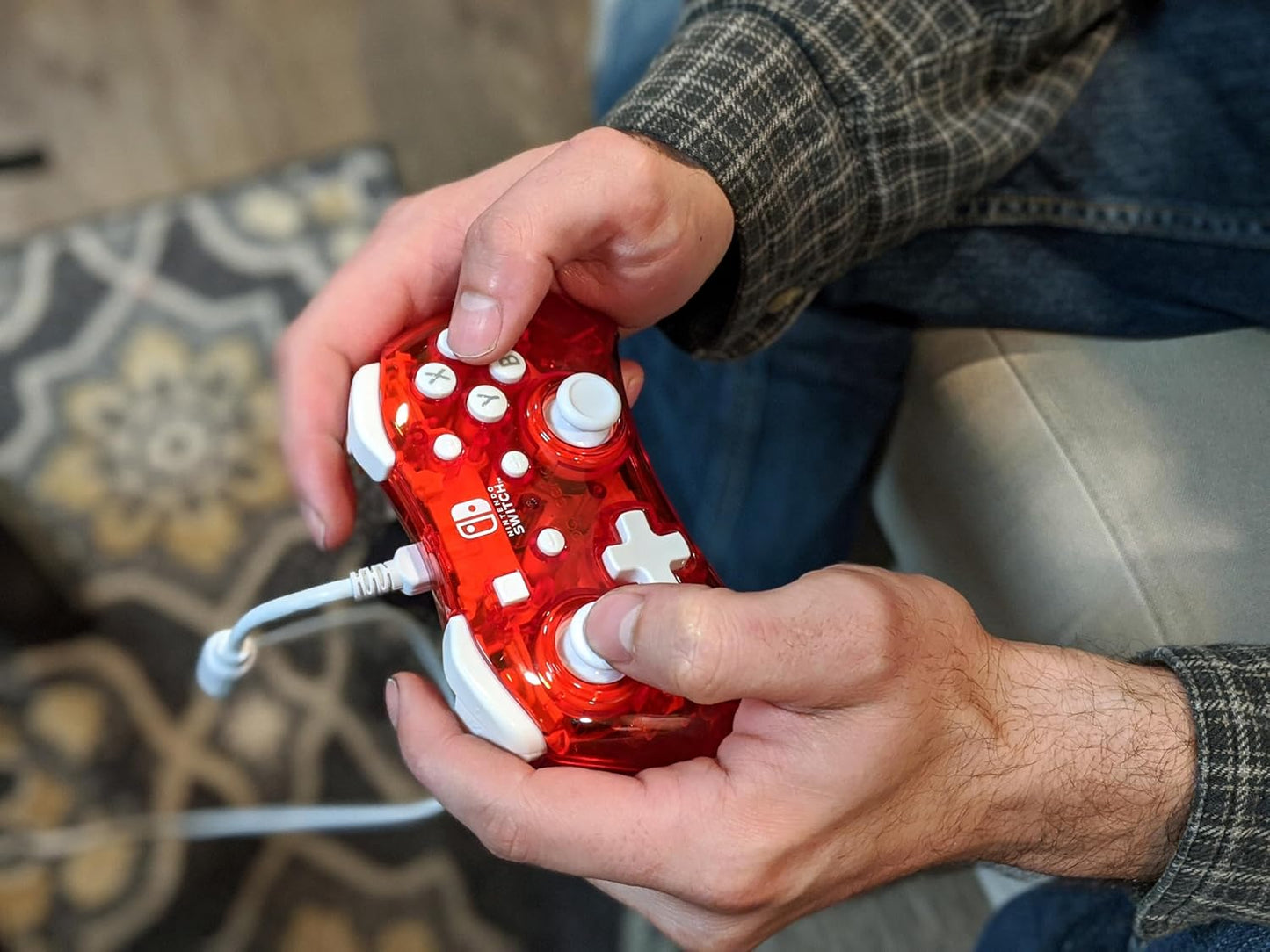 PDP Gaming Rock Candy Wired Power Nintendo Switch Pro Controller, Lite/OLED Compatible Gamepad, Stormin Cherry Red Fashions for Home