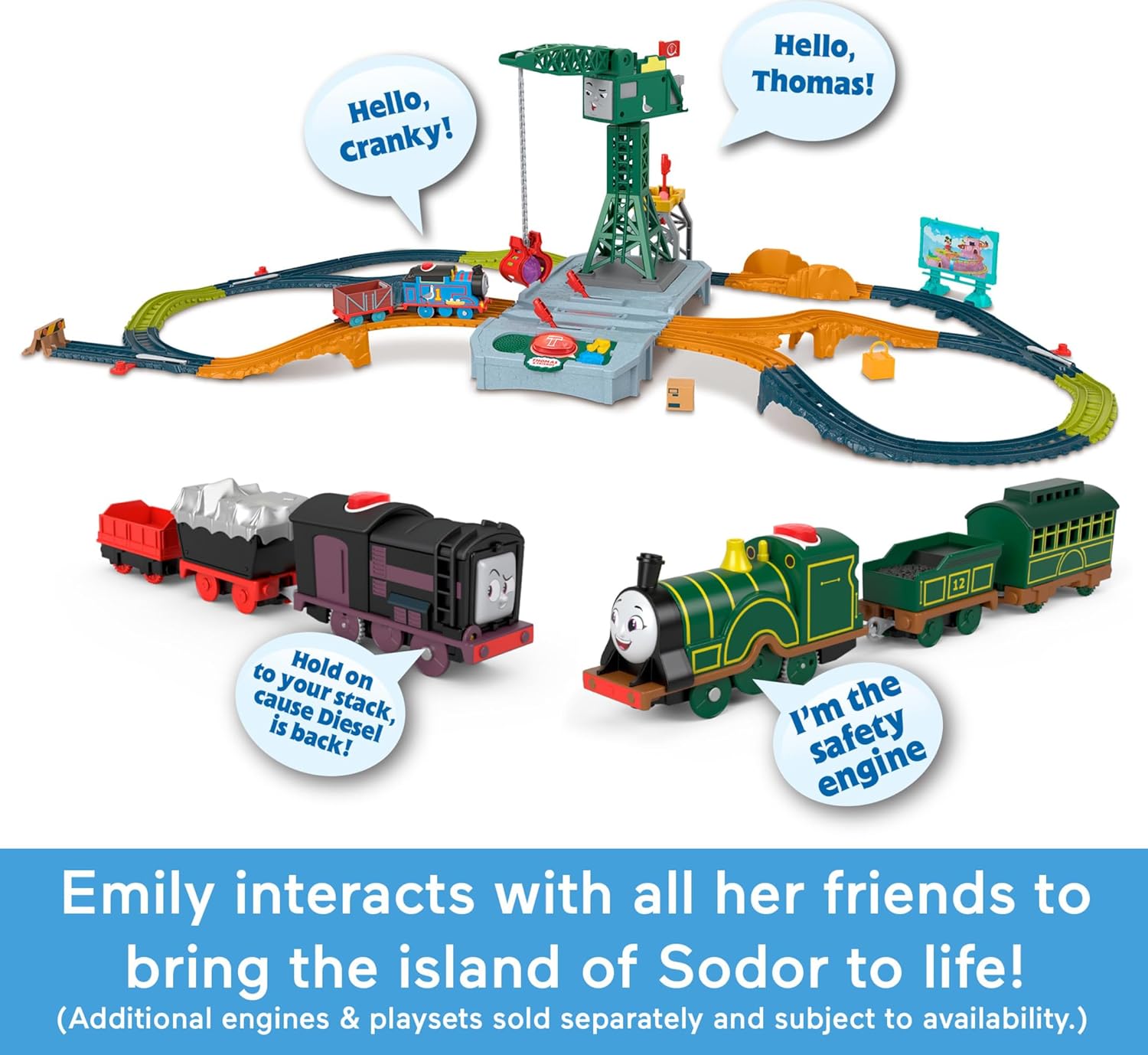 Thomas & Friends Motorized Toy Train Talking Emily Battery-Powered Engine with Phrases & Sounds for Kids Ages 3+ Years