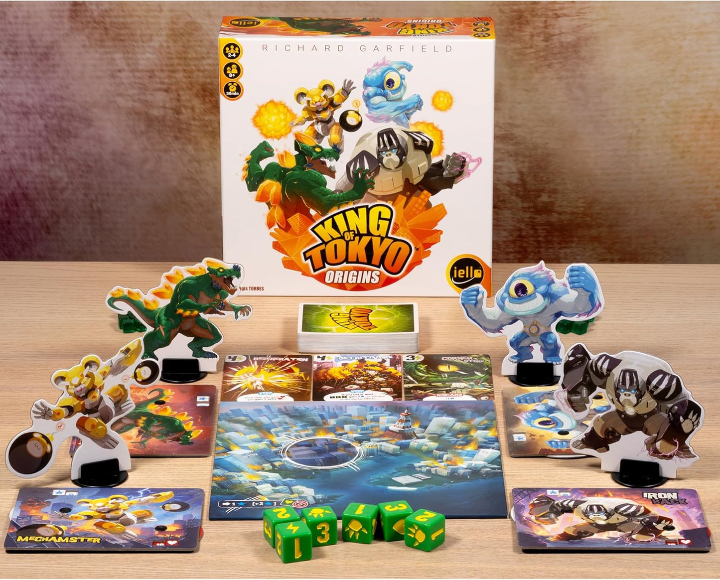 IELLO: King of Tokyo: Origins - Family-Friendly Dice & Strategy Board Game, Battling Monsters-Robots-Aliens, 4 New Monsters, Ages 8+, 2-4 Players