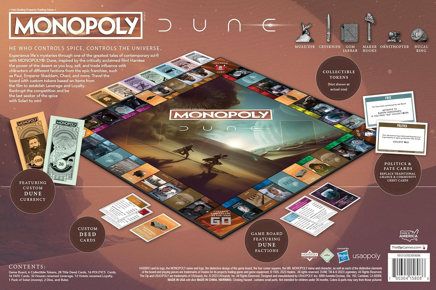 Monopoly: Dune | Play as The Ducal Ring, Crysknife, Gom Jabbar & More |Officially Licensed Collectible Game Based on The Movie Dune