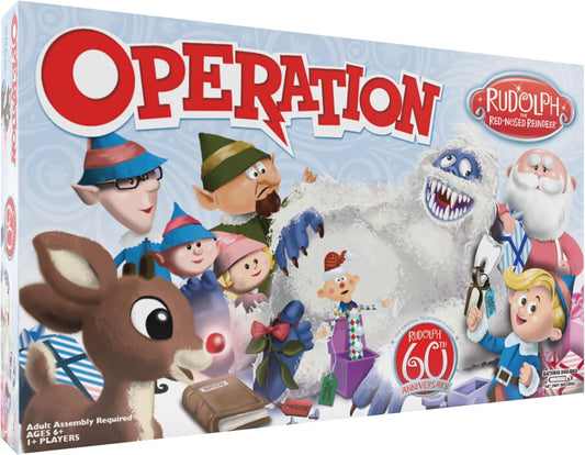 Operation: Rudolph The Red Nosed Reindeer 60th Anniversary Board Game, Classic Electronic Remove The Objects or Get The Buzzer Game, Featuring Bumble The Abominable Snow Monster, Ages 6+, Players 1+